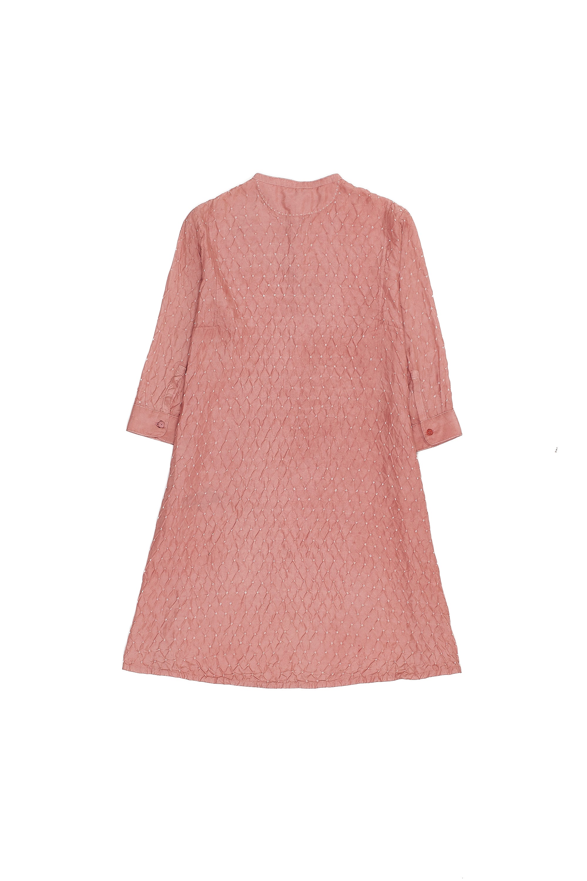 CHALK PINK COTTON SILK BLEND BANDHANI DRESS