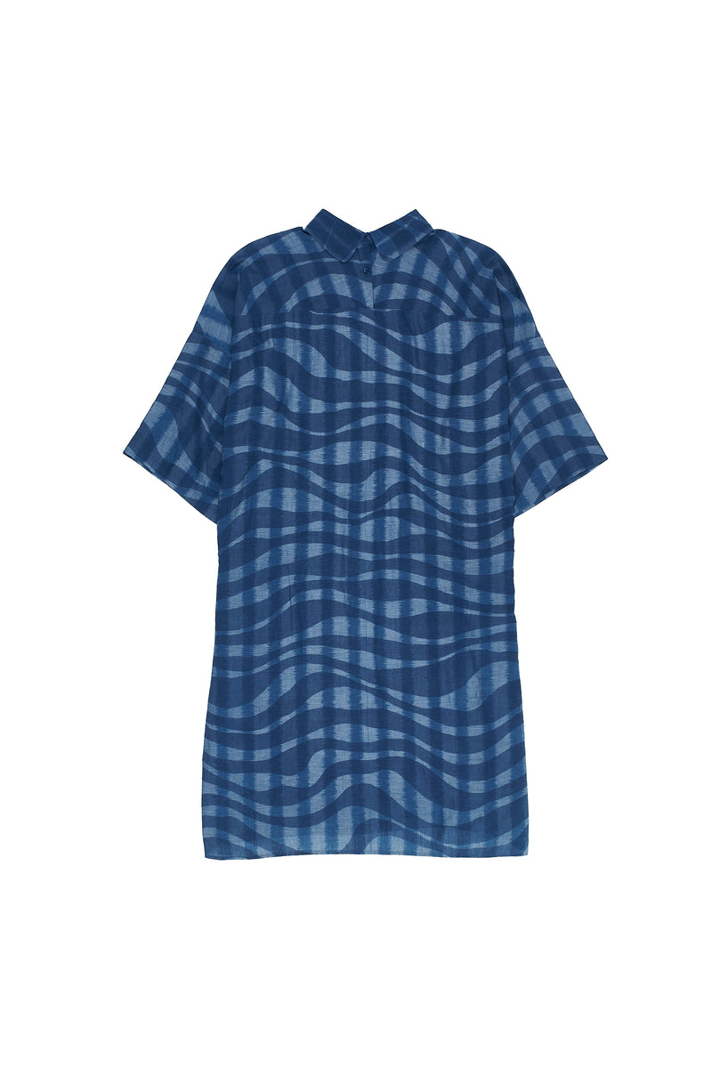 INDIGO COTTON SCREENPRINT WOMEN DRESS