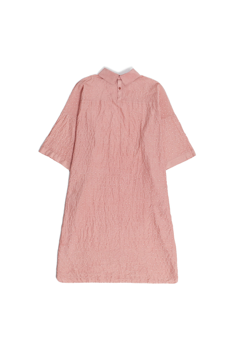 CHALK PINK BANDHANI KAFTAN COTTON SILK WOMEN'S DRESS