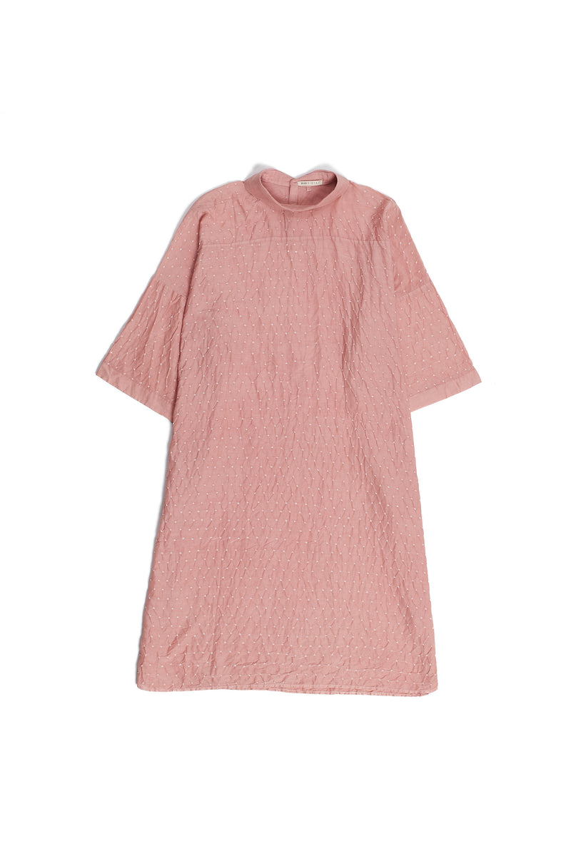 CHALK PINK BANDHANI KAFTAN COTTON SILK WOMEN'S DRESS