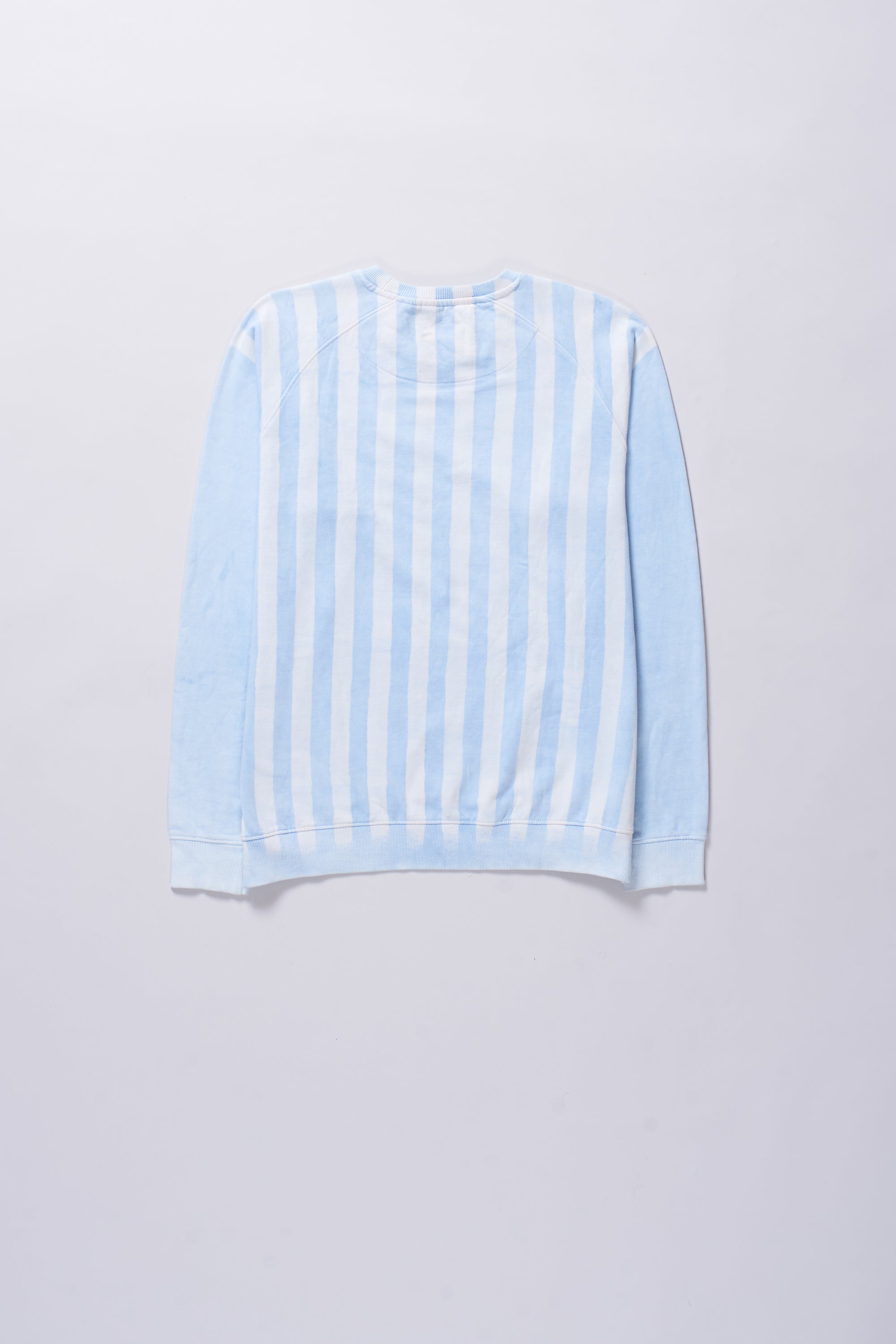 INDIGO DYED STRIPE ORGANIC COTTON SWEATSHIRT