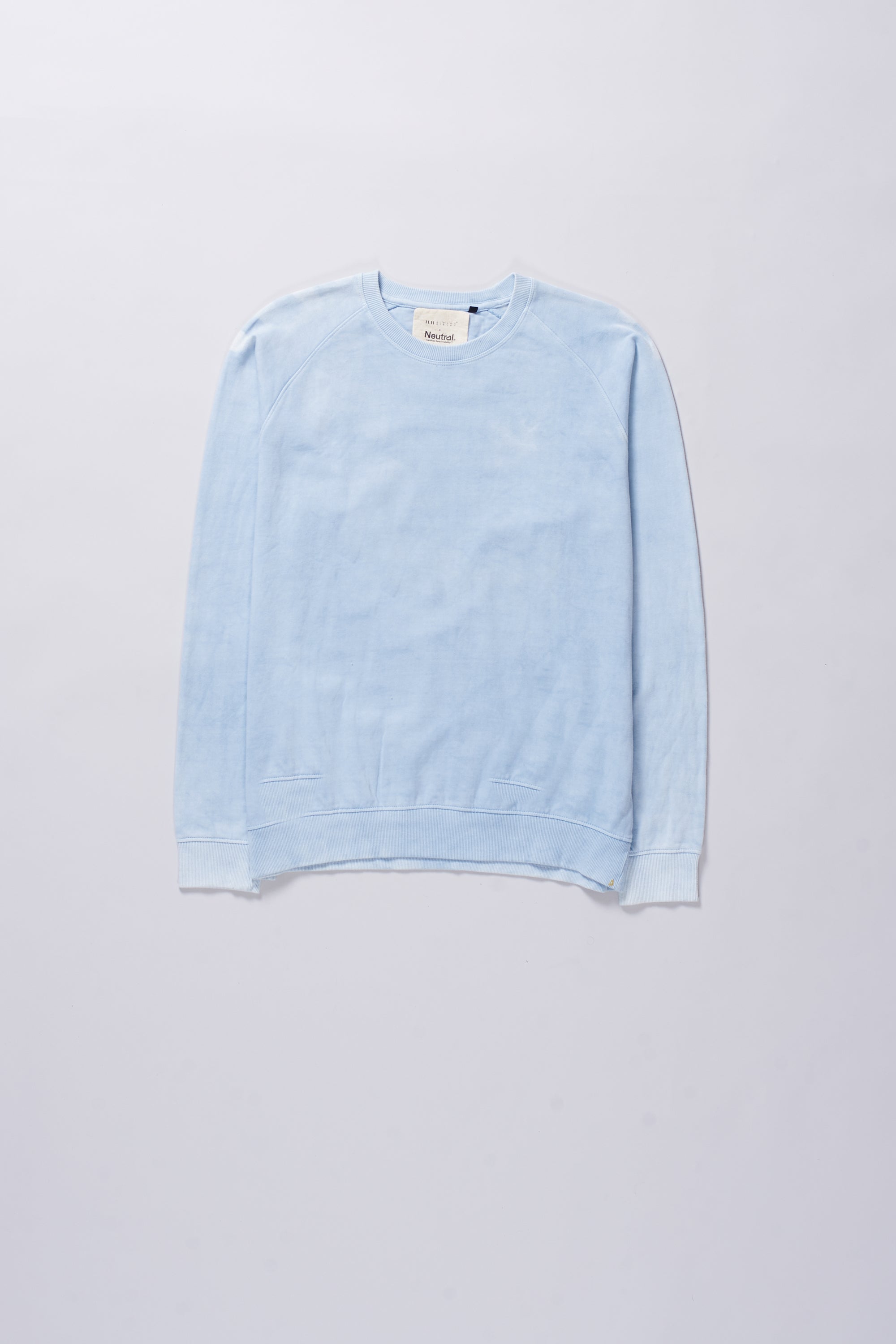 INDIGO DYED STRIPE ORGANIC COTTON SWEATSHIRT