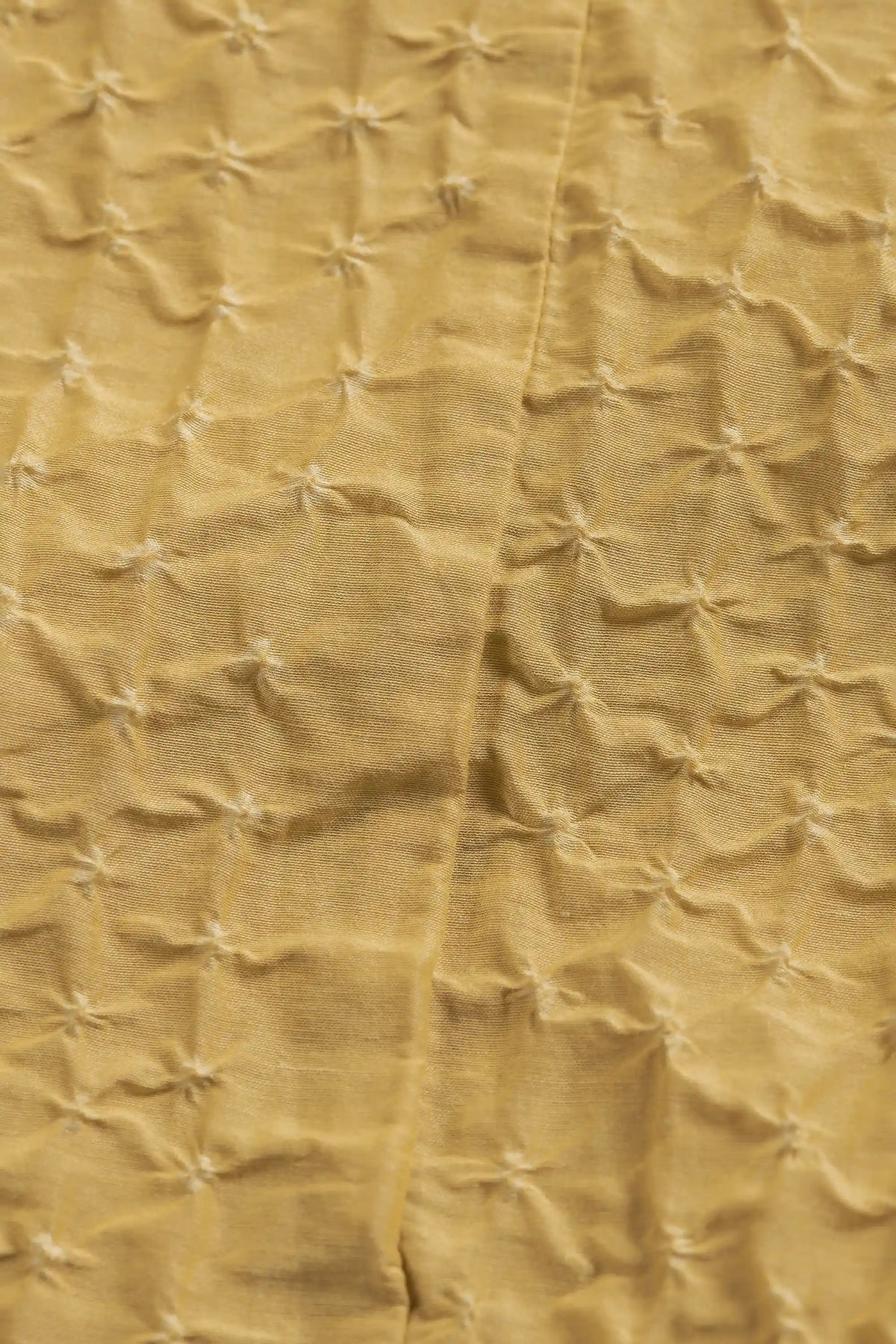 All Over Bandhani Flared Dress in Ochre Yellow