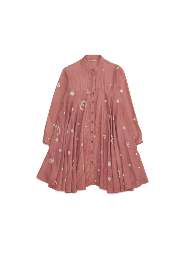 CHALK PINK SILK BANDHANI WOMEN'S SHIRT