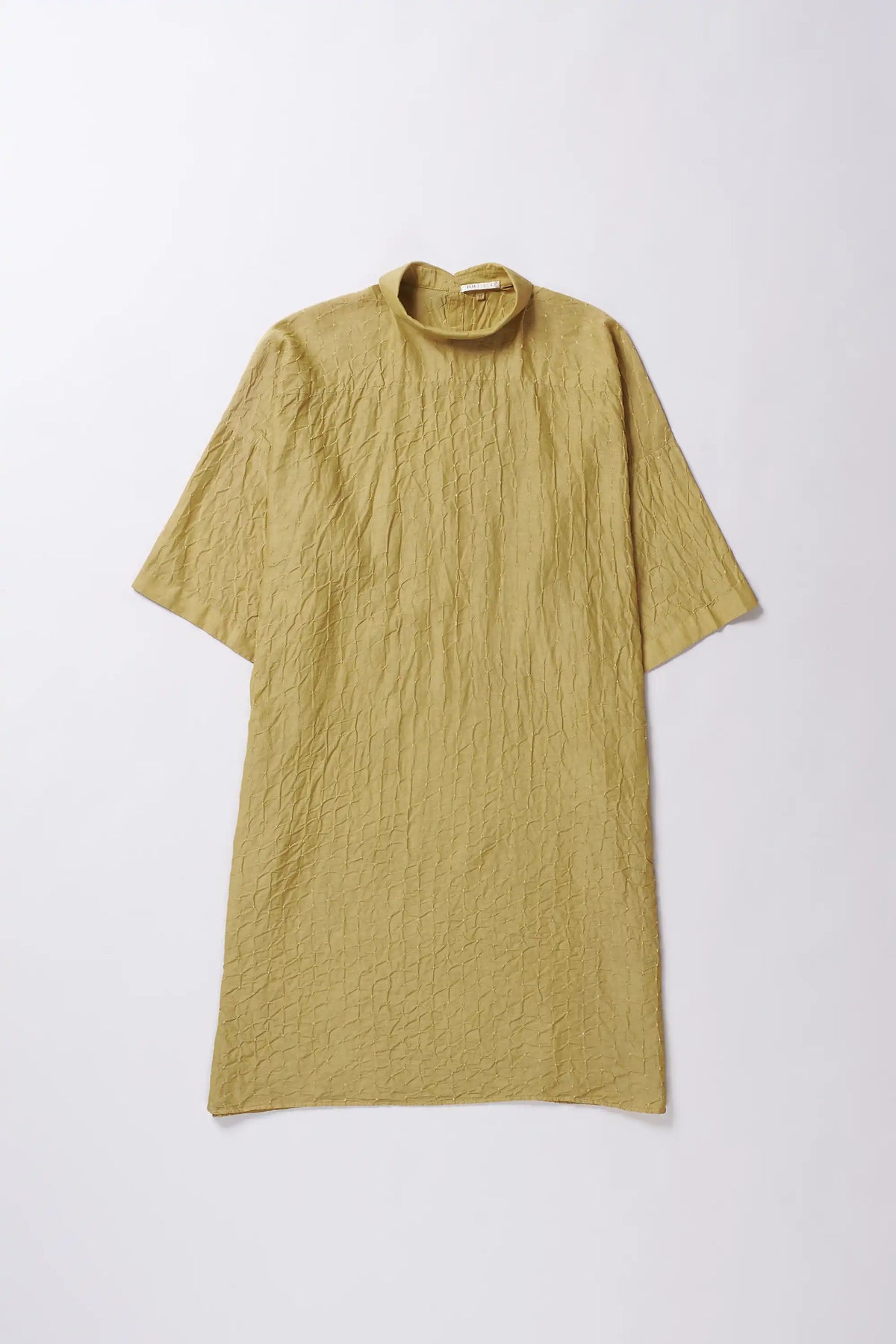 Ochre Yellow Bandhani Kaftan Cotton Silk Women'S Dress