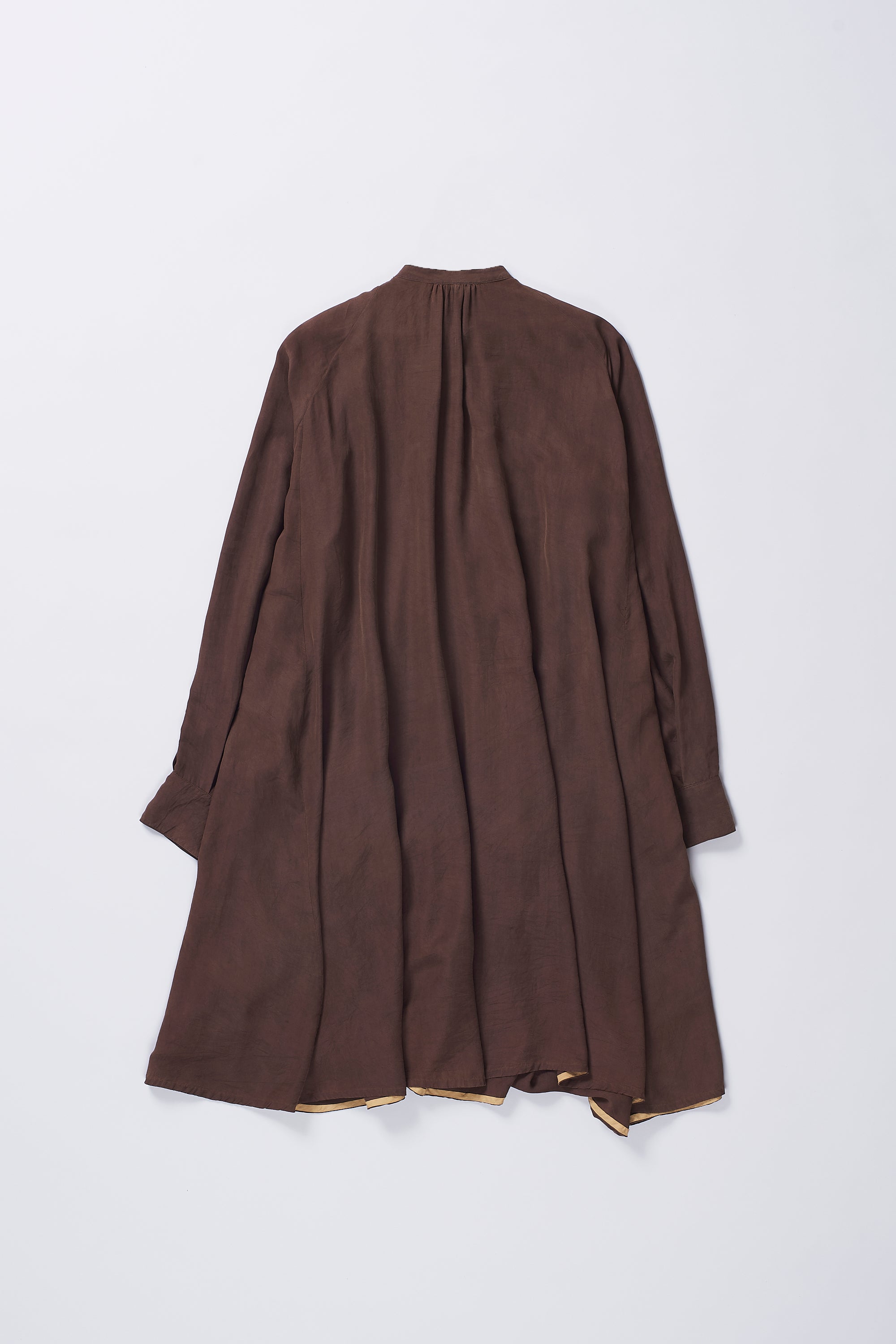 BURNT UMBER SILK WOMEN FLARED DRESS