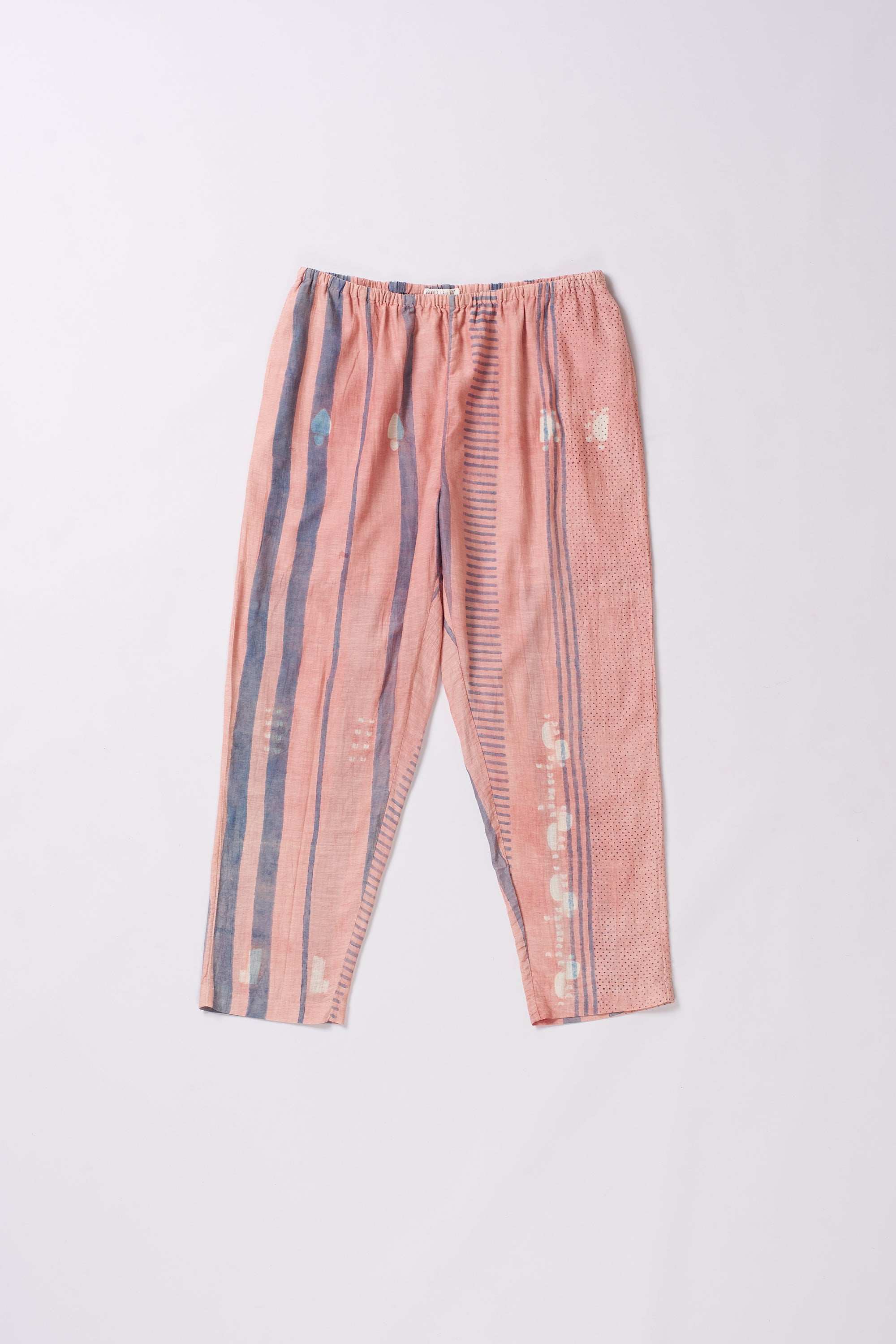 CHALK PINK SHIBORI COTTON SILK BLEND PANTS