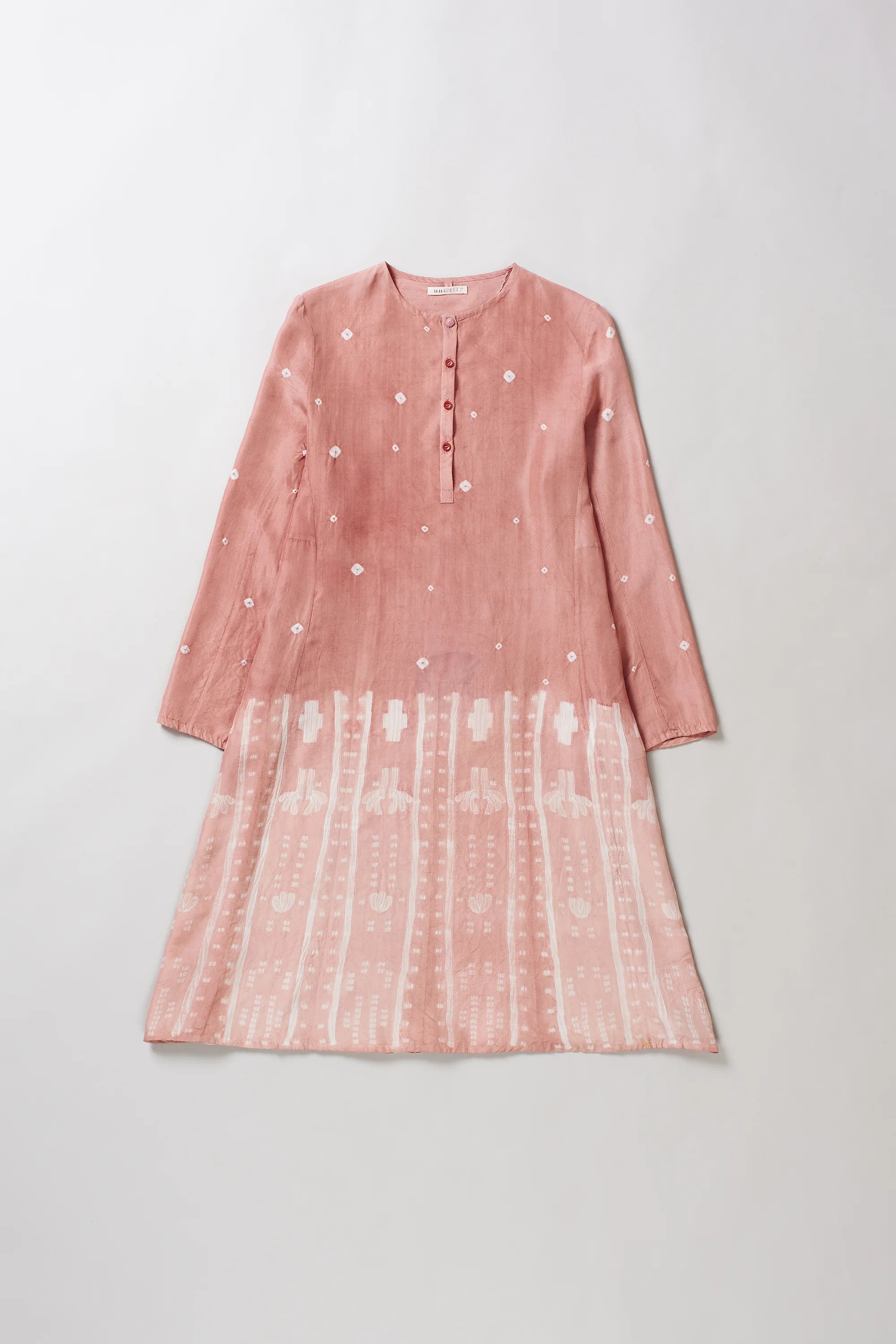 Shibori Soft Silk Dress in Chalk Pink