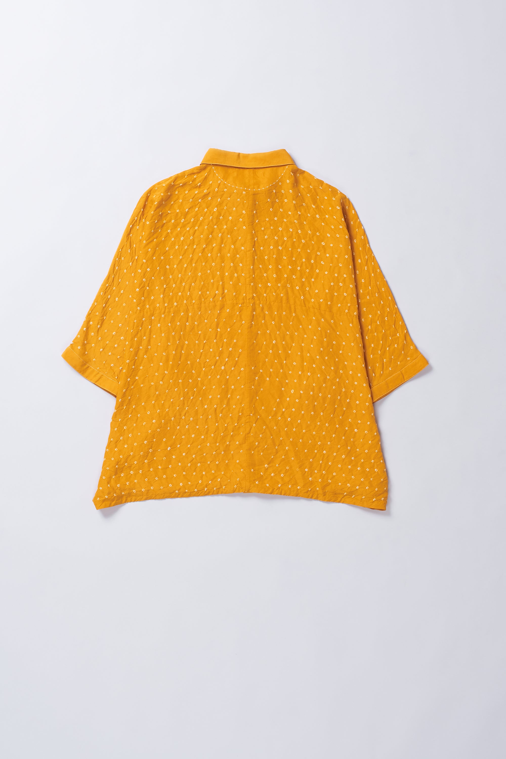 MANGO YELLOW SILK BANDHANI SHIRT