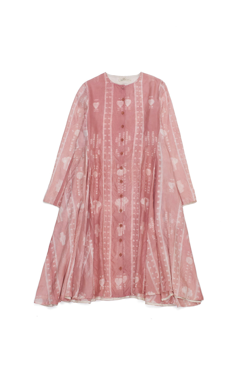 CHALK PINK SHIBORI SOFT SILK DRESS