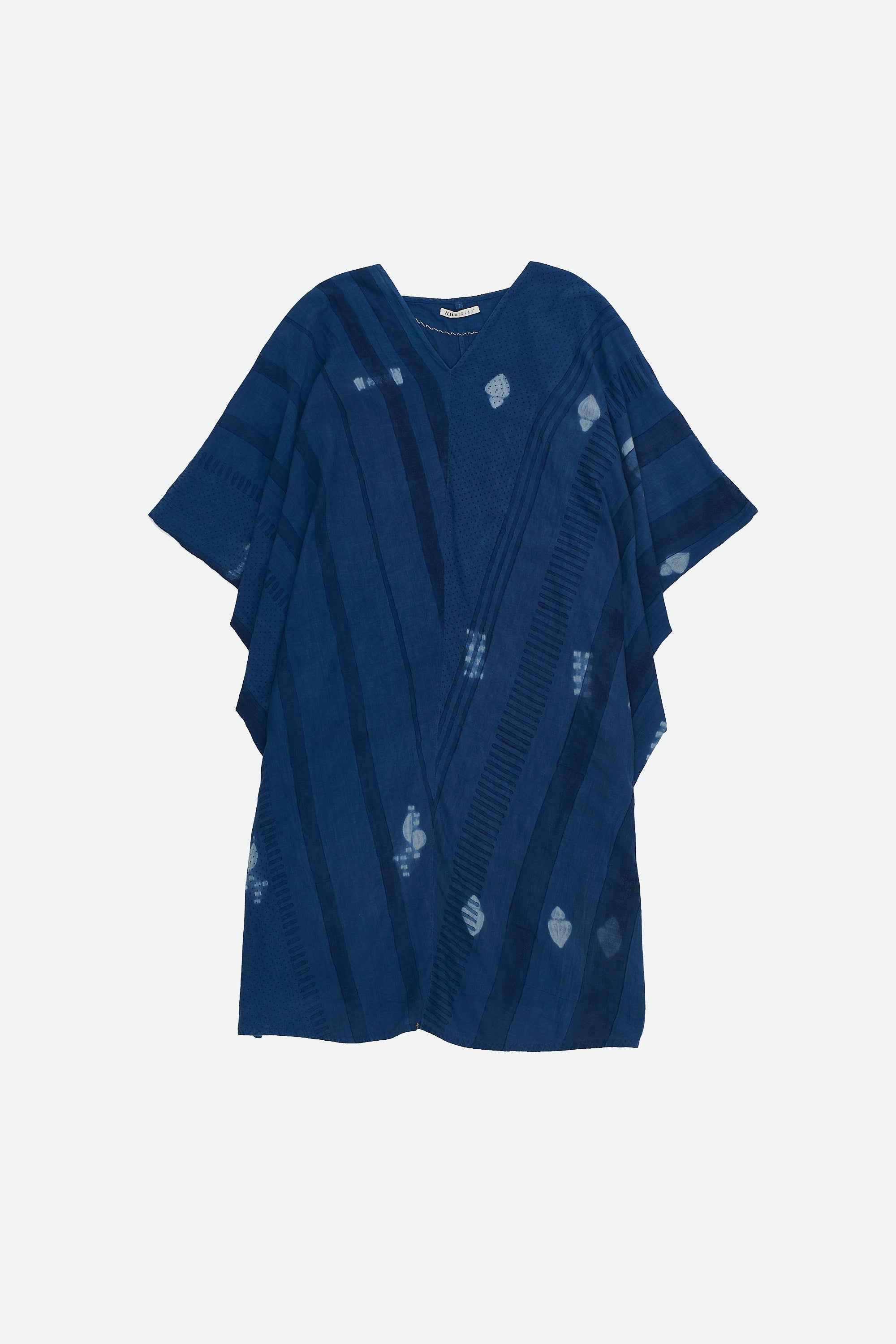 INDIGO SHIBORI BLOCK PRINT COTTON SILK DRESS