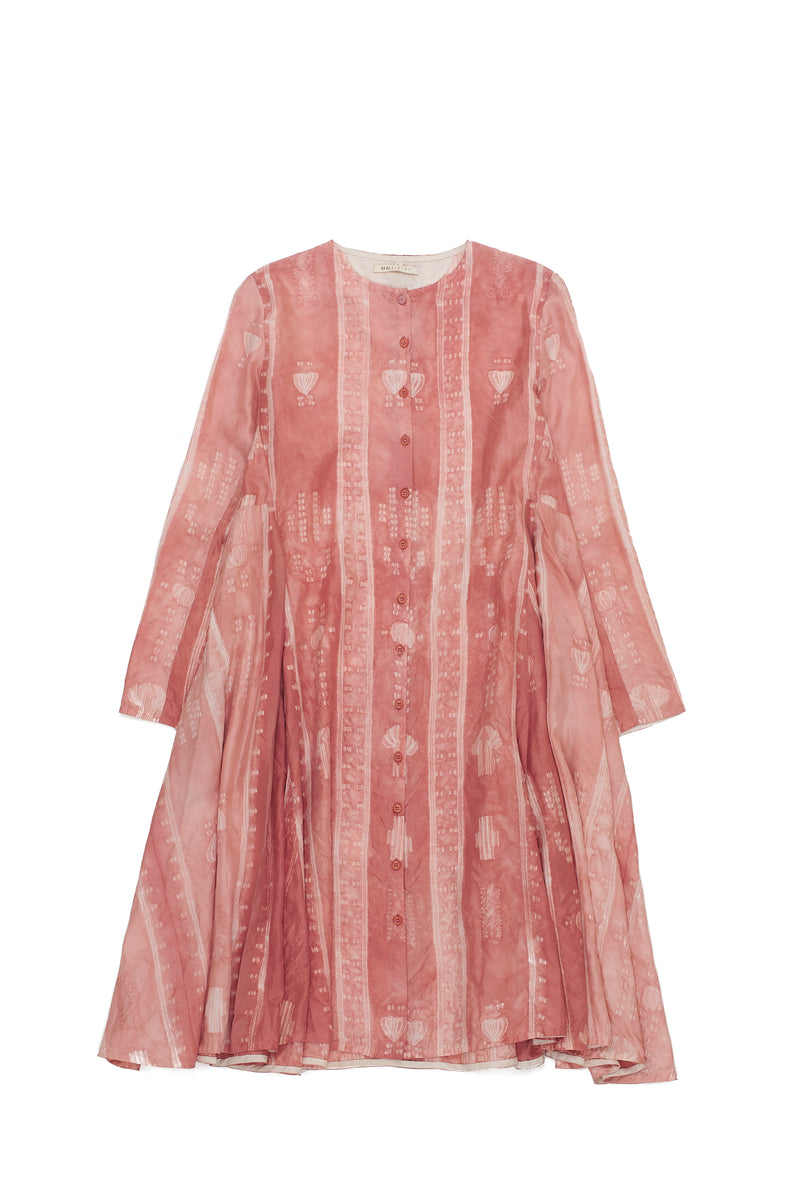 CHALK PINK SHIBORI SOFT SILK DRESS