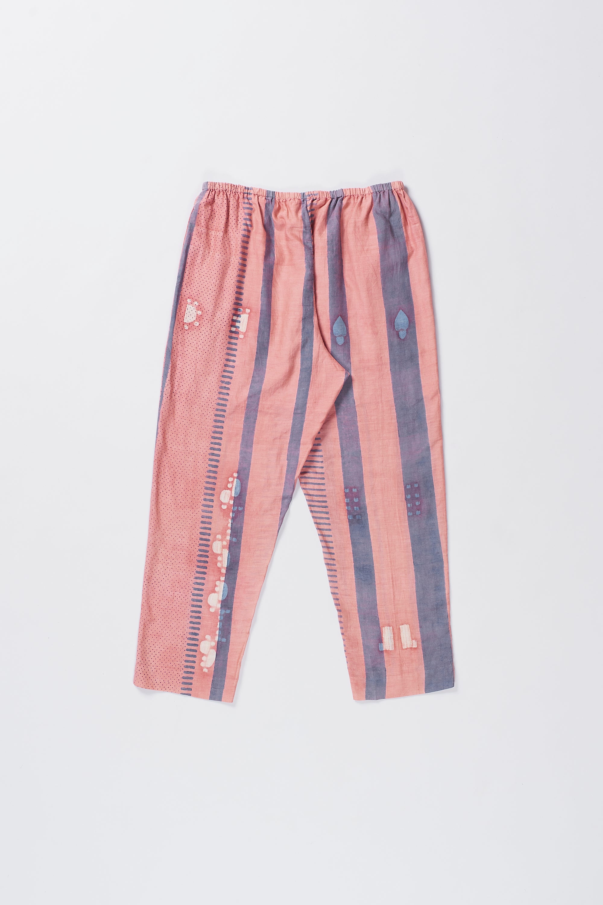 CHALK PINK SHIBORI COTTON SILK BLEND PANTS