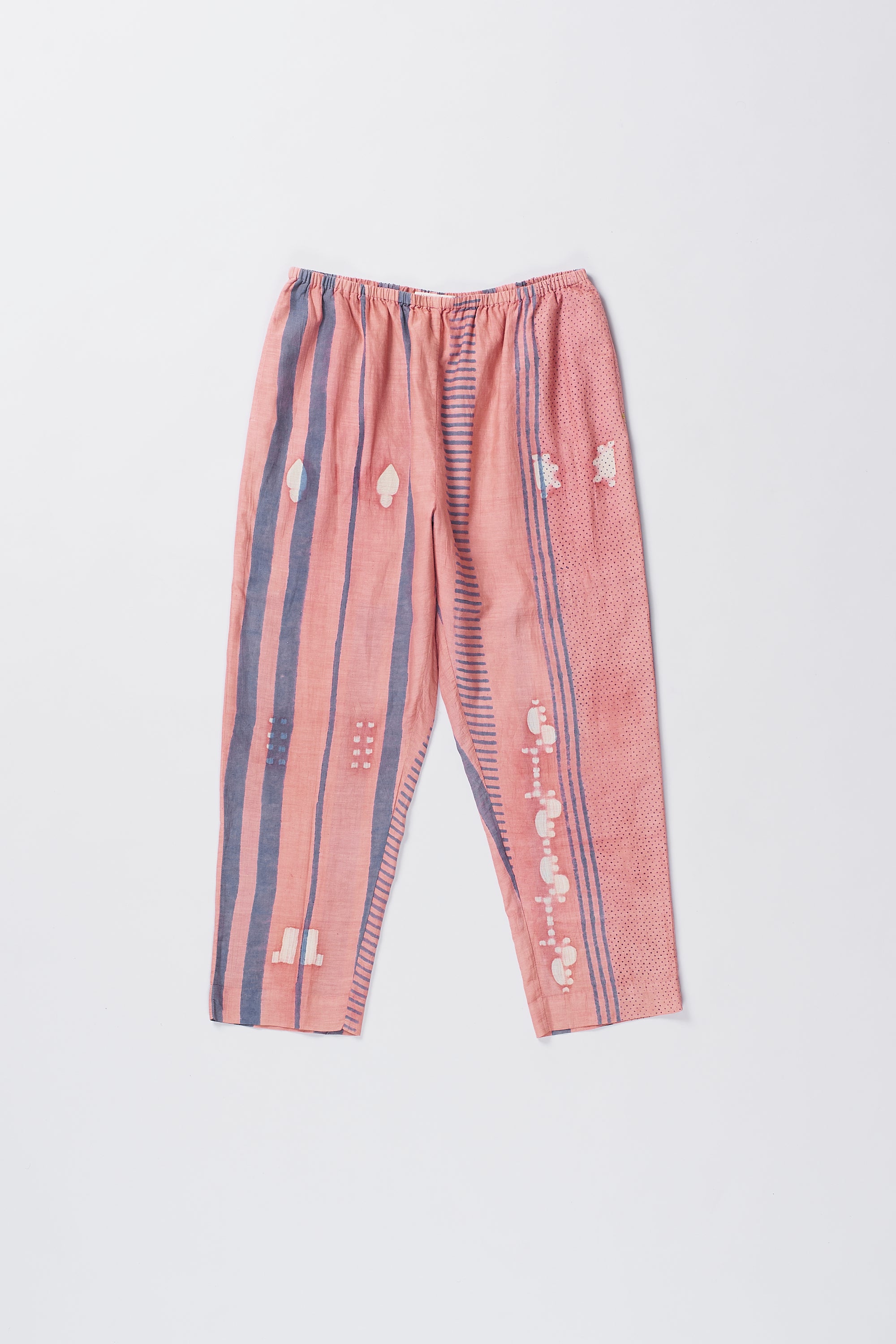 CHALK PINK SHIBORI COTTON SILK BLEND PANTS