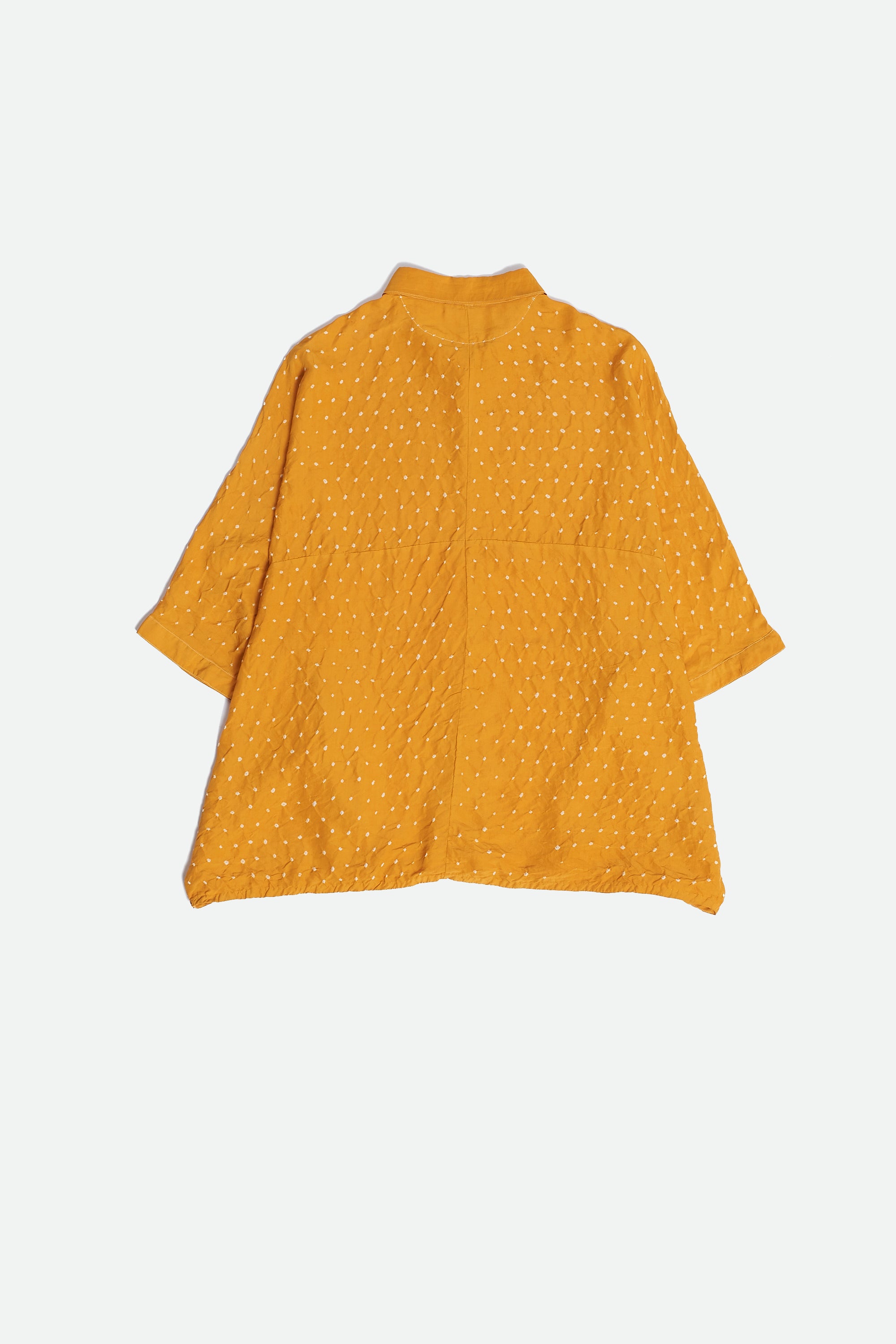 MANGO YELLOW SILK BANDHANI WOMEN'S SHIRT