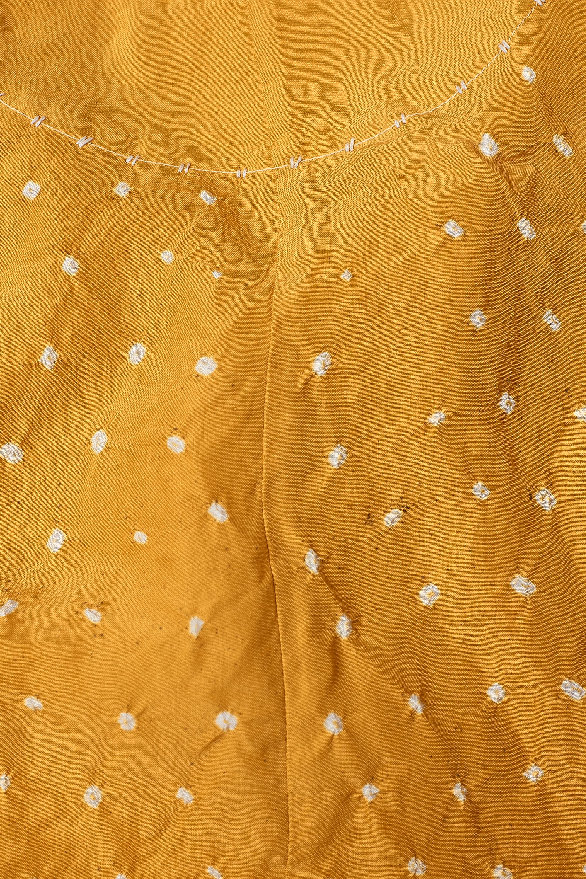 MANGO YELLOW SILK BANDHANI WOMEN'S SHIRT