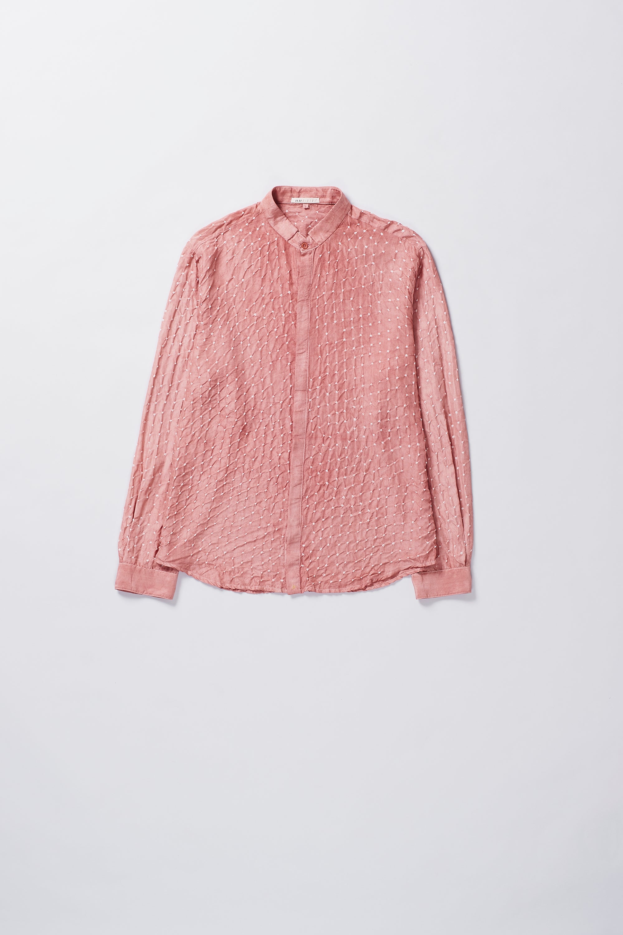 CHALK PINK ALL OVER BANDHANI SOFT SILK SHIRT