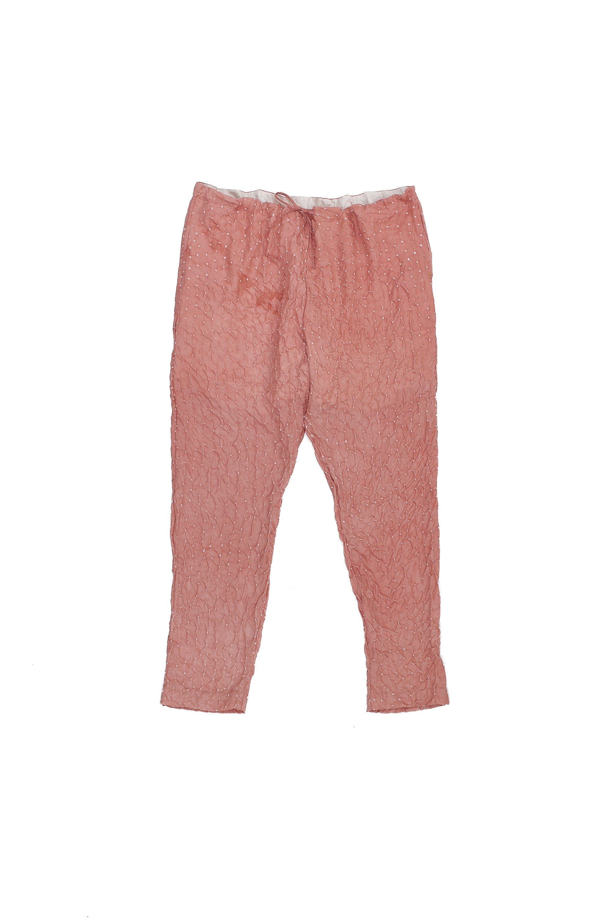 CHALK PINK BANDHANI SILK UNISEX PAJAMA'S