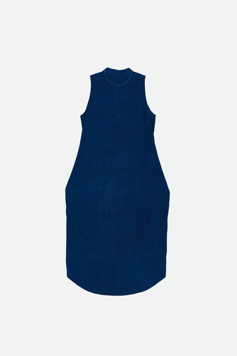 Indigo Organic Cotton Sleeve Less Solid Dress