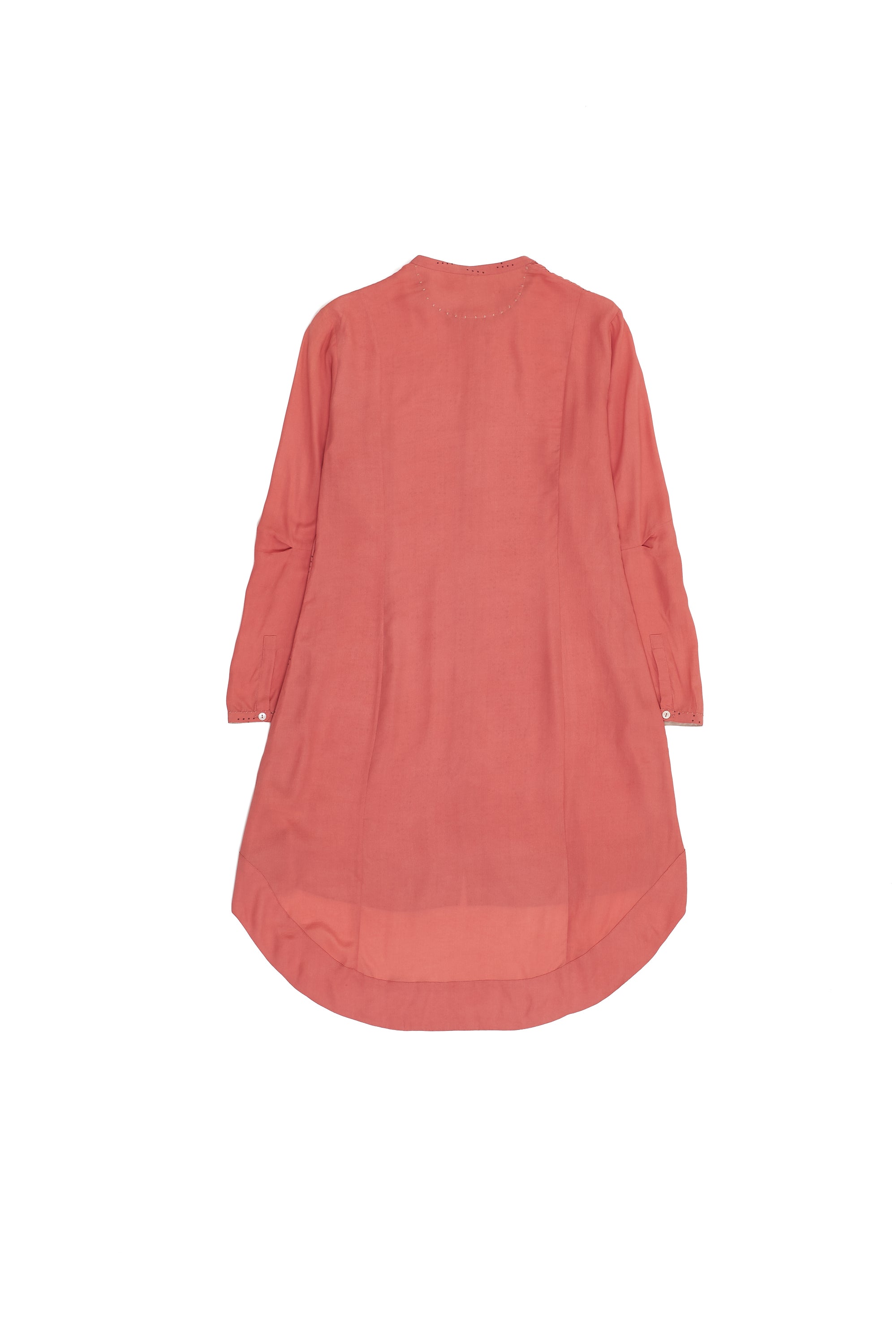 PINK WOOD SILK WOMEN DRESS