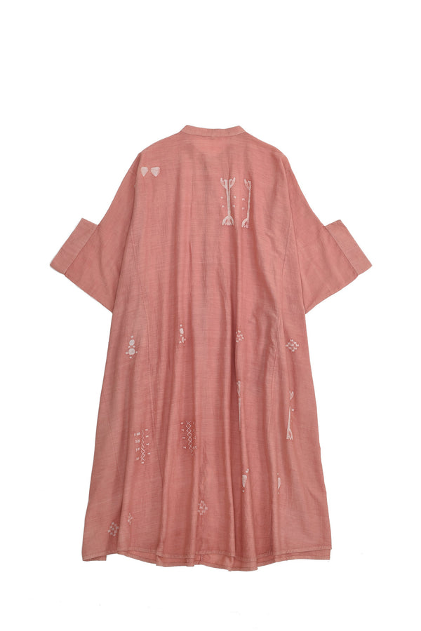 CHALK PINK SHIBORI KAFTAN DRESS