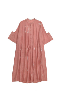 CHALK PINK SHIBORI KAFTAN DRESS