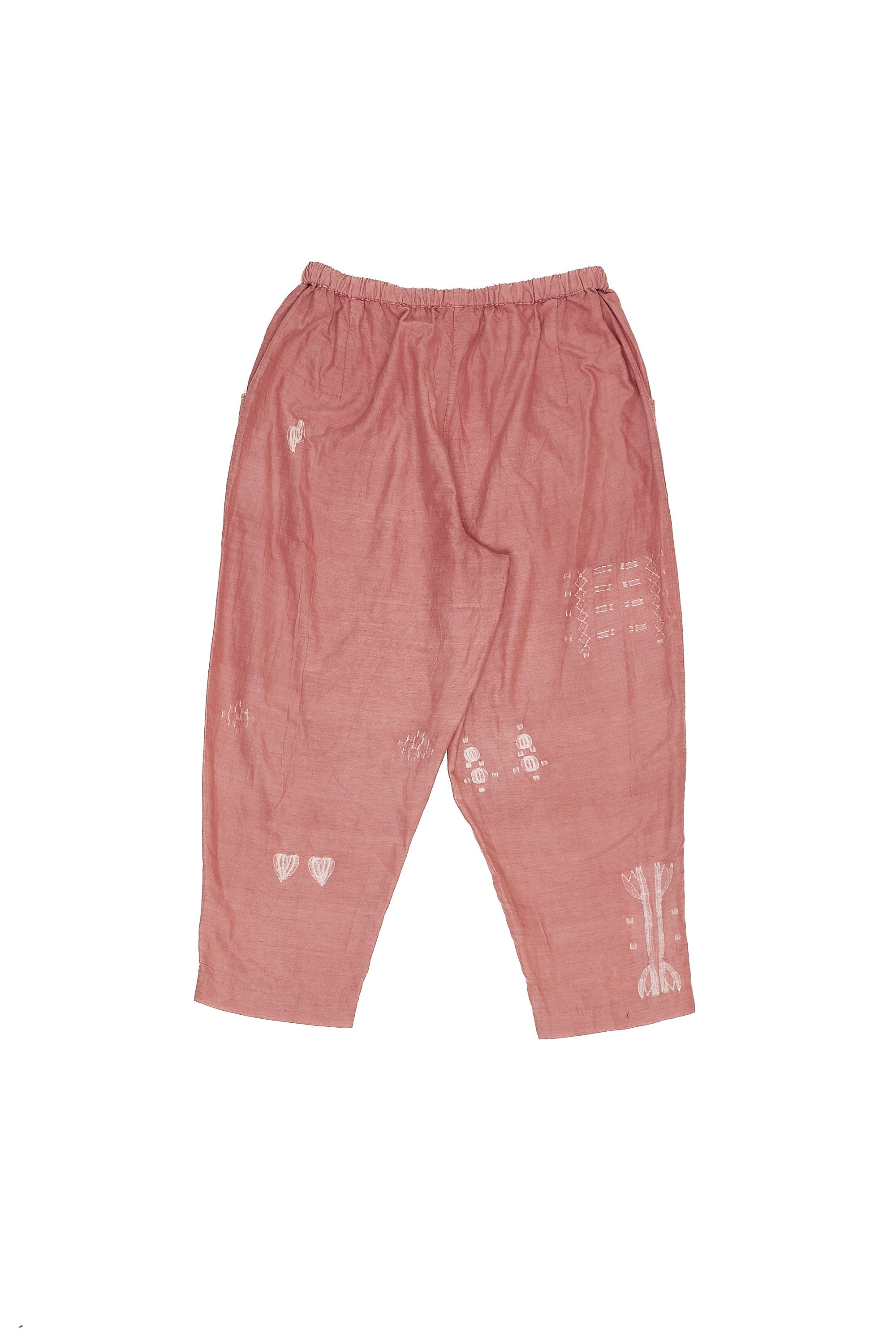 CHALK PINK SILK COTTON BLEND SHIBORI PANT