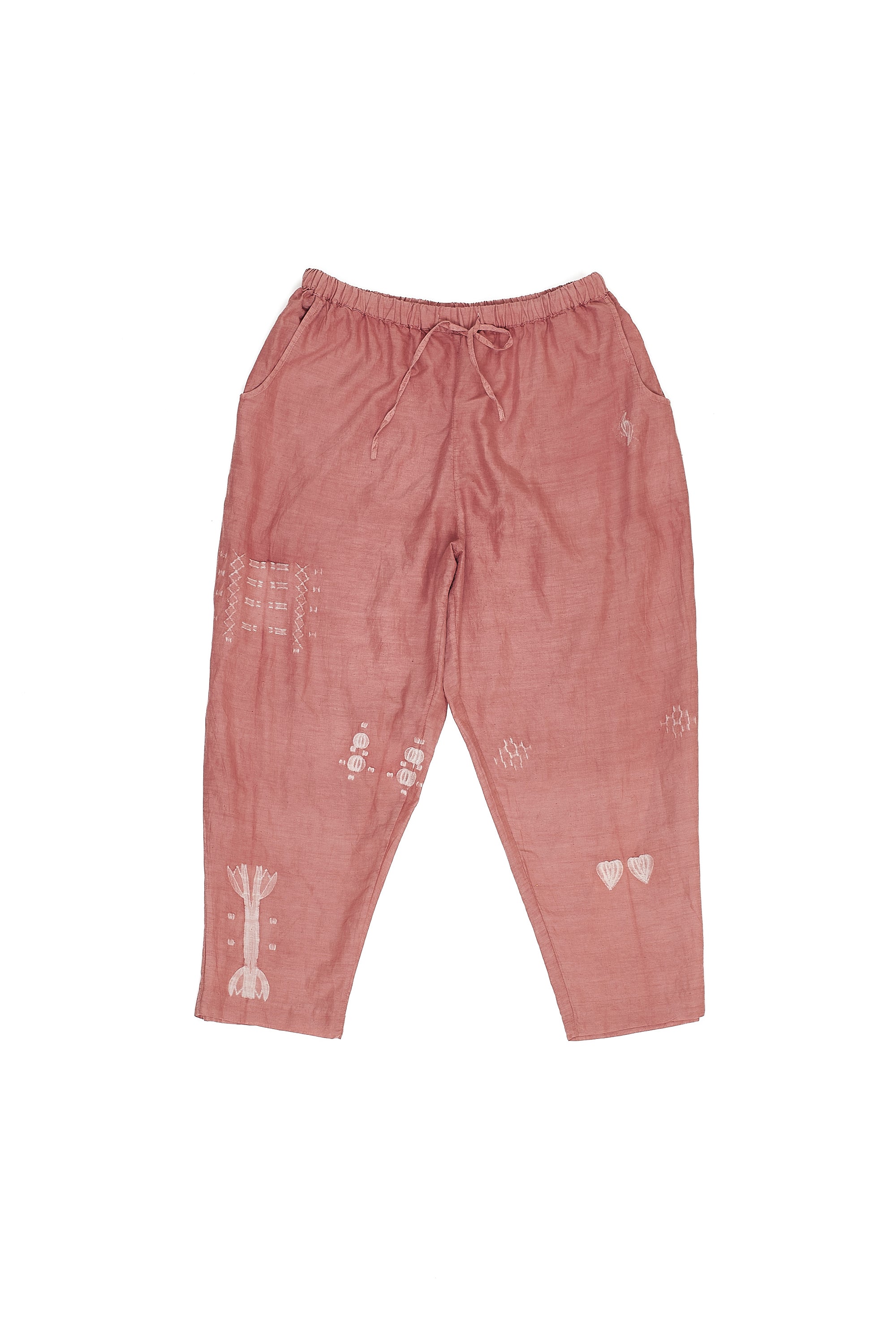 CHALK PINK SILK COTTON BLEND SHIBORI PANT