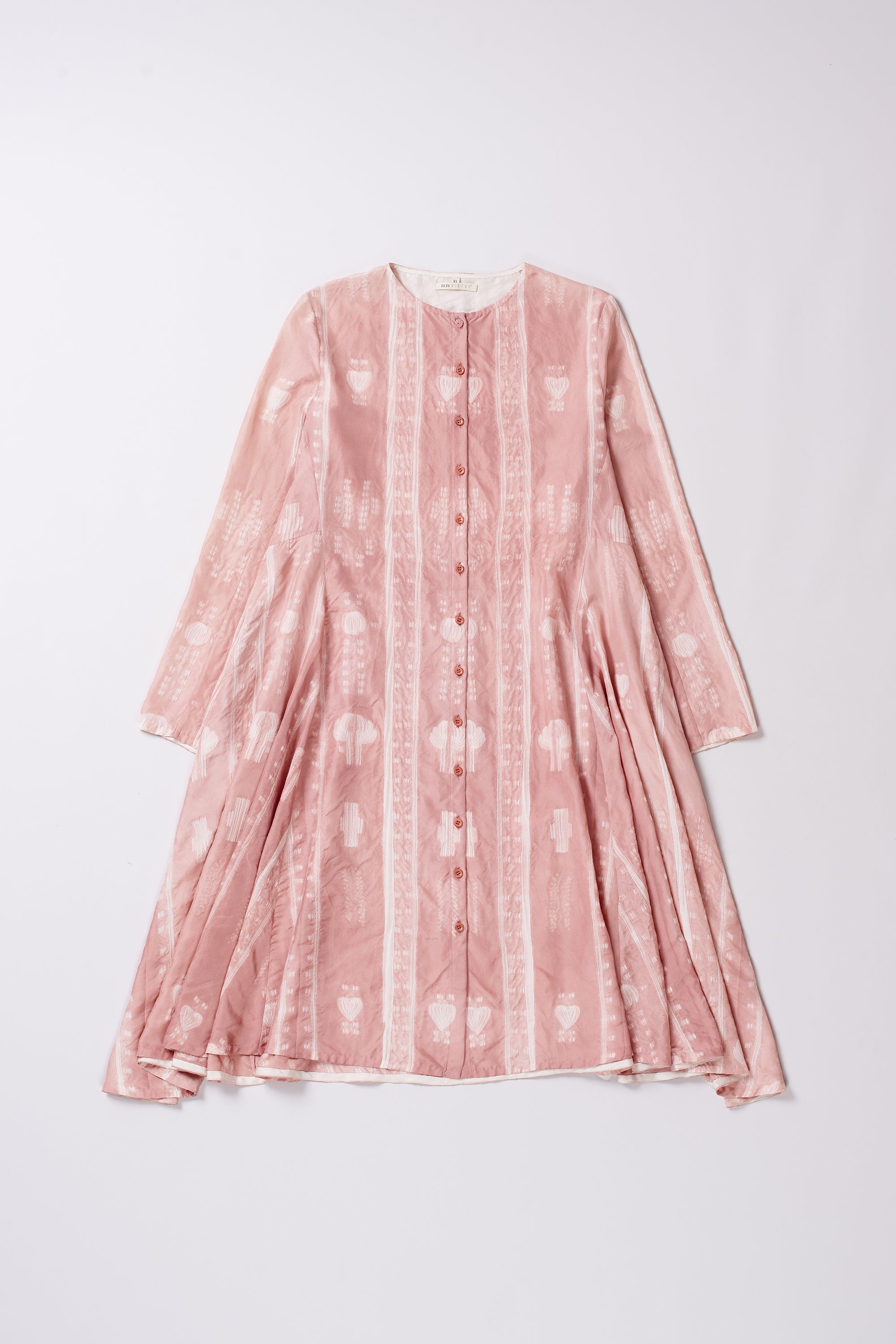CHALK PINK SHIBORI SOFT SILK DRESS