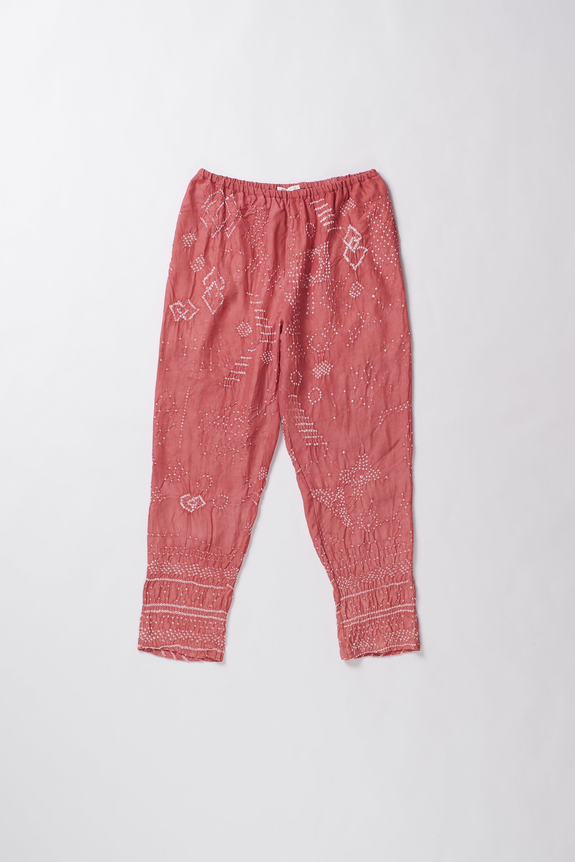PINK BANDHANI SILK WOMEN PANT