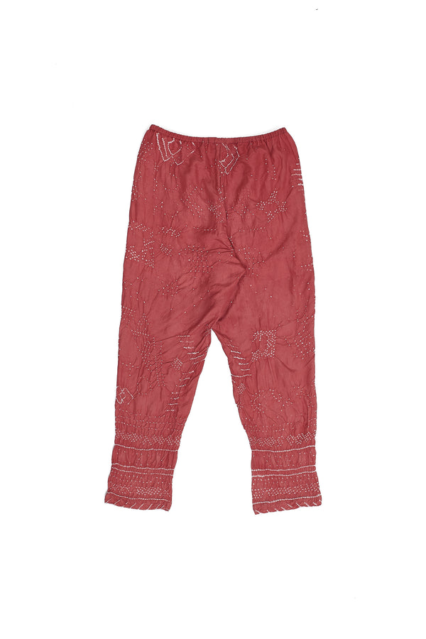 PINK BANDHANI SILK WOMEN PANTS