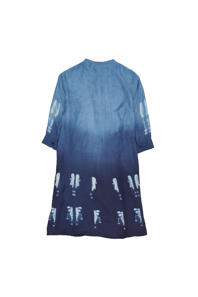 MEDIUM INDIGO SILK SHIBORI WOMEN DRESS