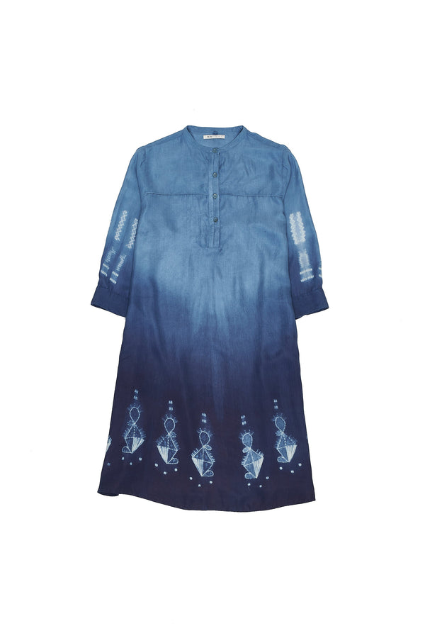 MEDIUM INDIGO SILK SHIBORI WOMEN DRESS