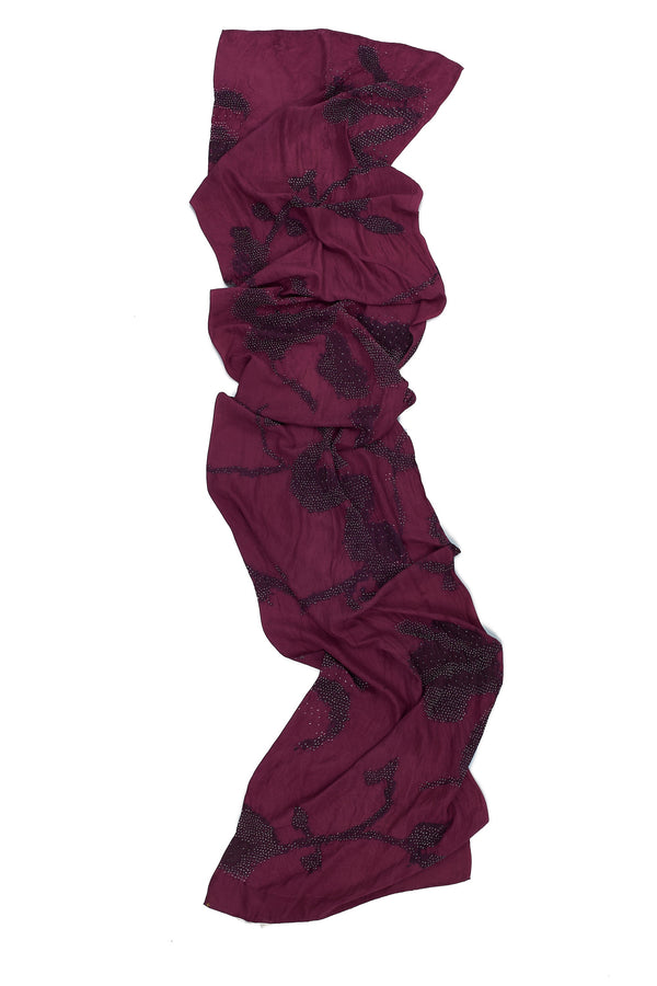 WINE COLOUR BANDHANI SILK WOMEN'S SCARF