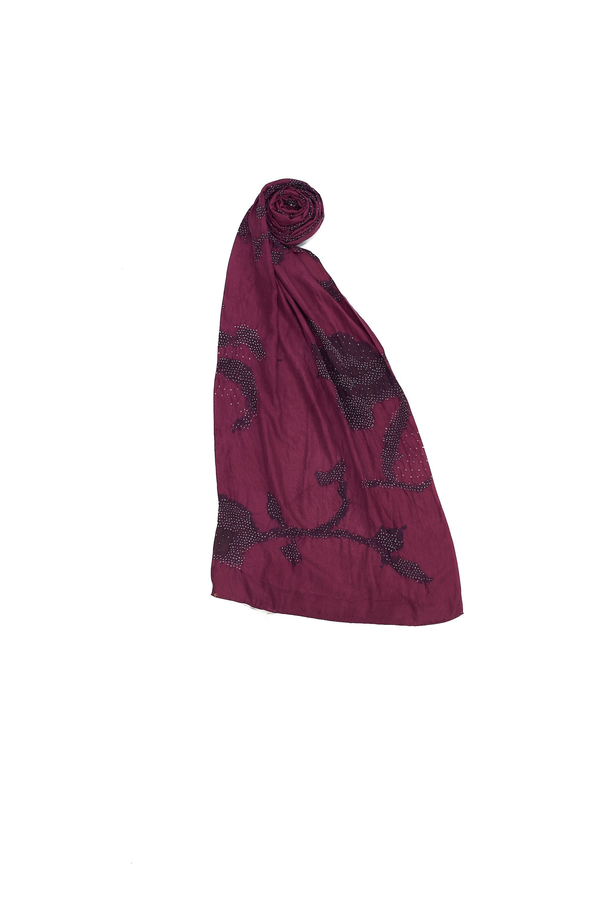 WINE COLOUR BANDHANI SILK WOMEN'S SCARF