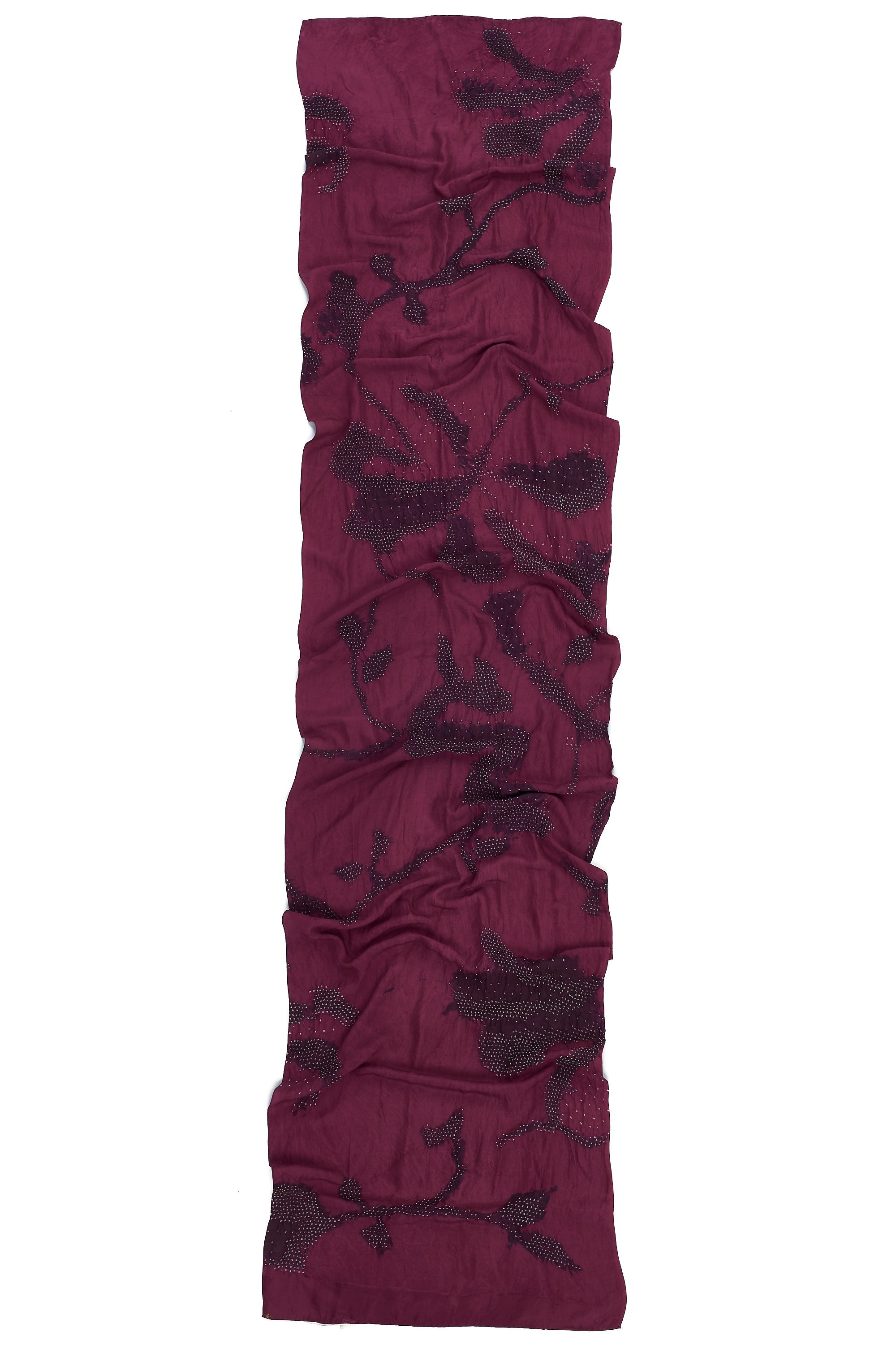 WINE COLOUR BANDHANI SILK WOMEN'S SCARF