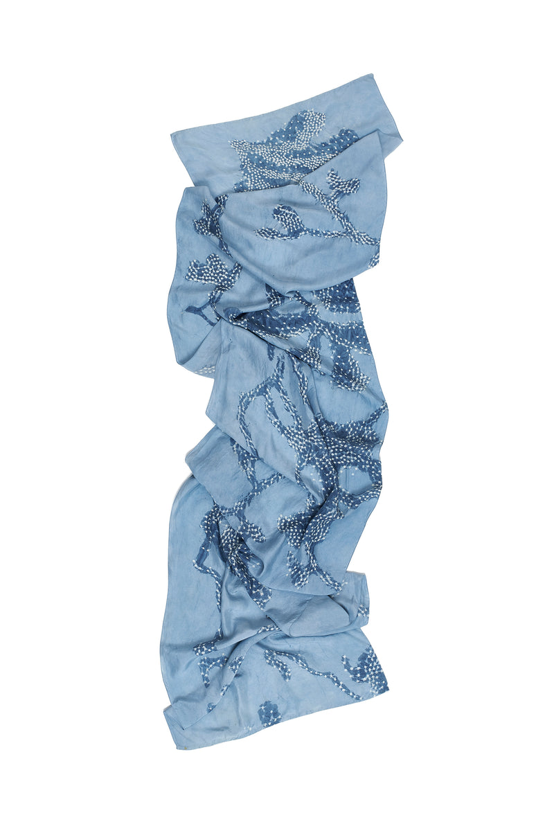 MEDIUM INDIGO SILK BANDHANI SCARF