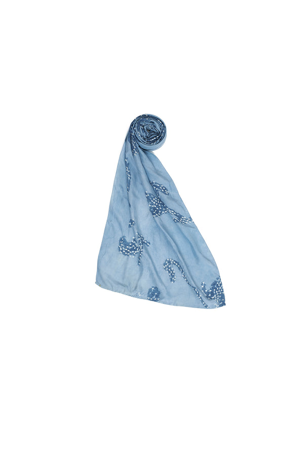 MEDIUM INDIGO SILK BANDHANI SCARF