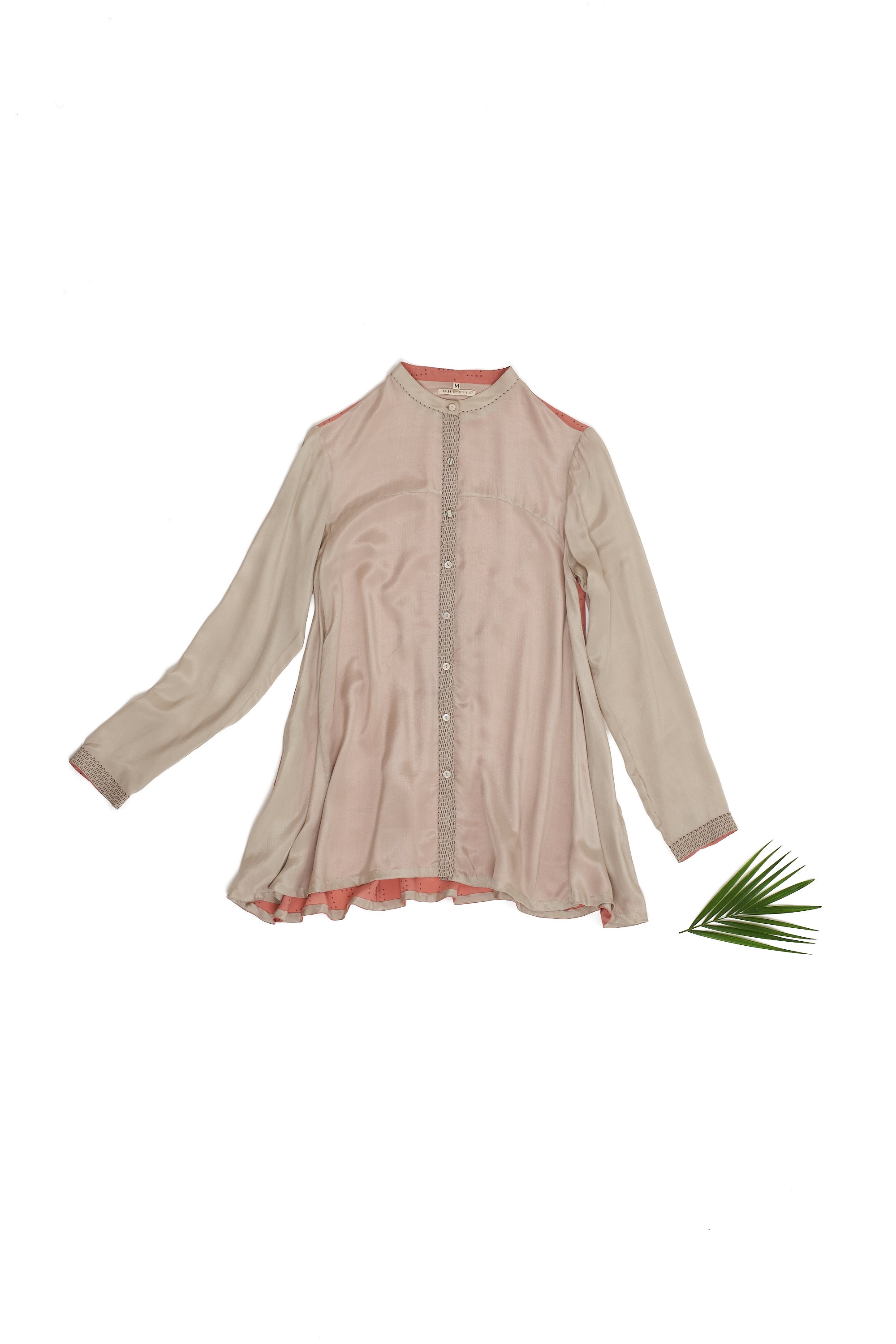 PINK WOOD SILK WITH BLOCK PRINT SHIRT