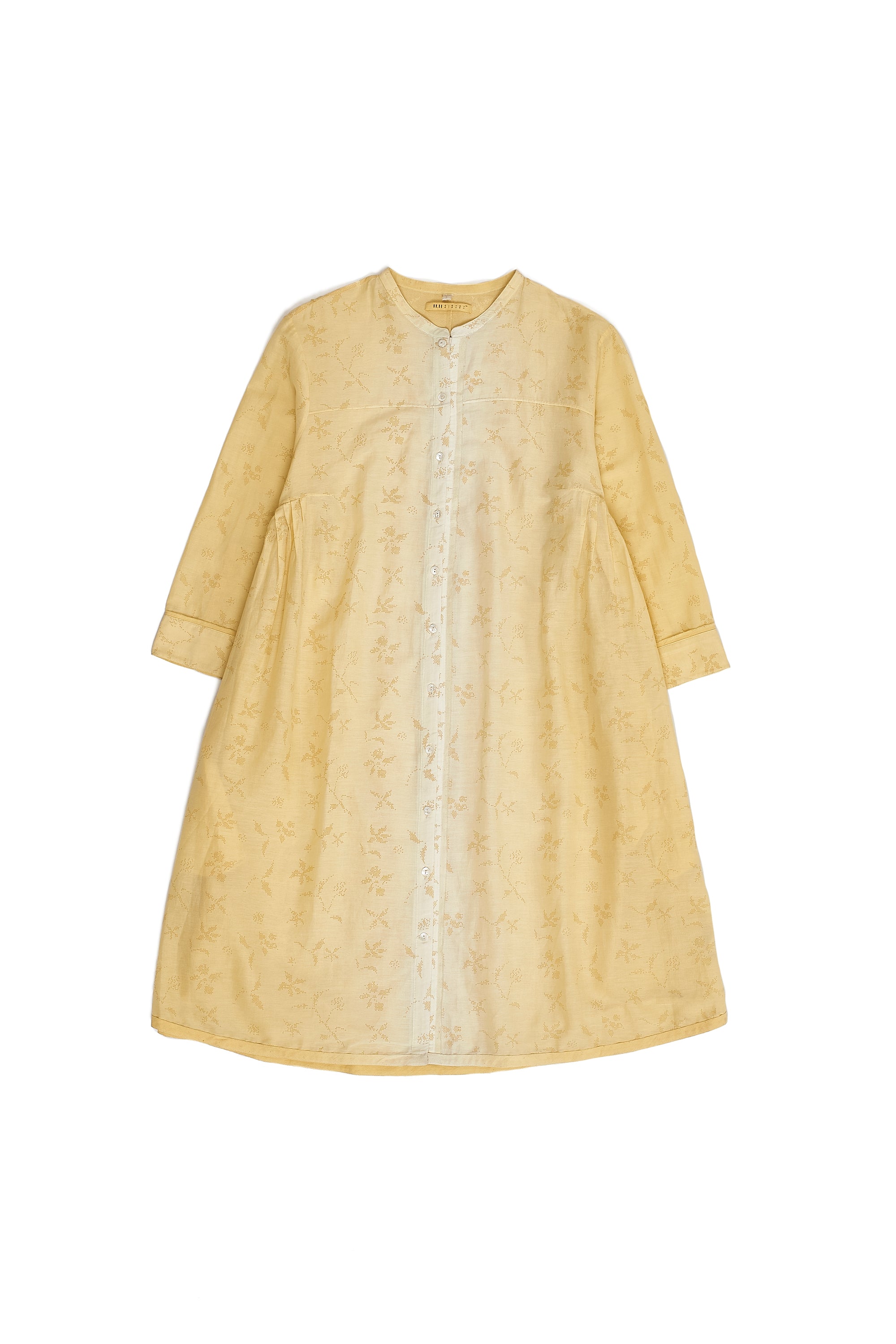 OCHER YELLOW COTTON WOMEN DRESS