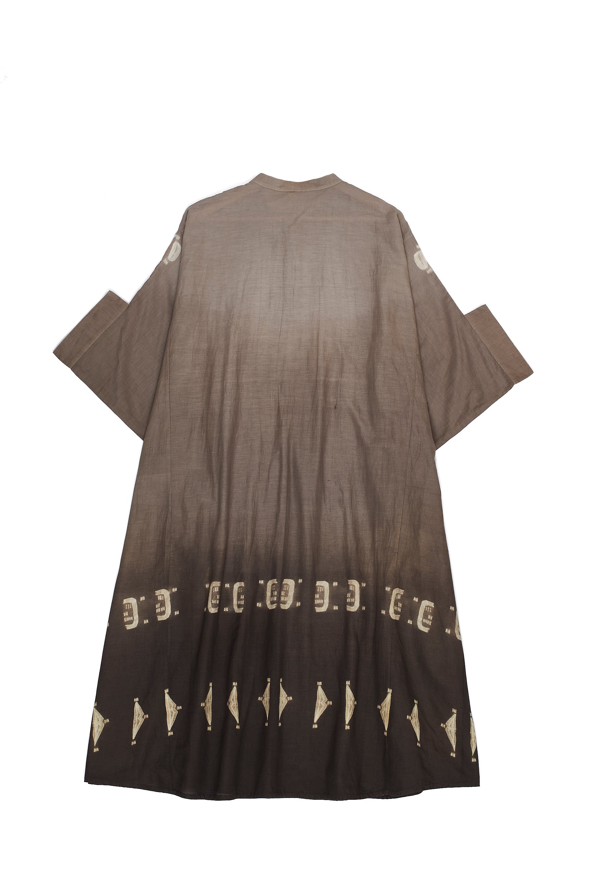 GRADIENT BROWN COTTON SILK BLEND SHIBORI DRESS