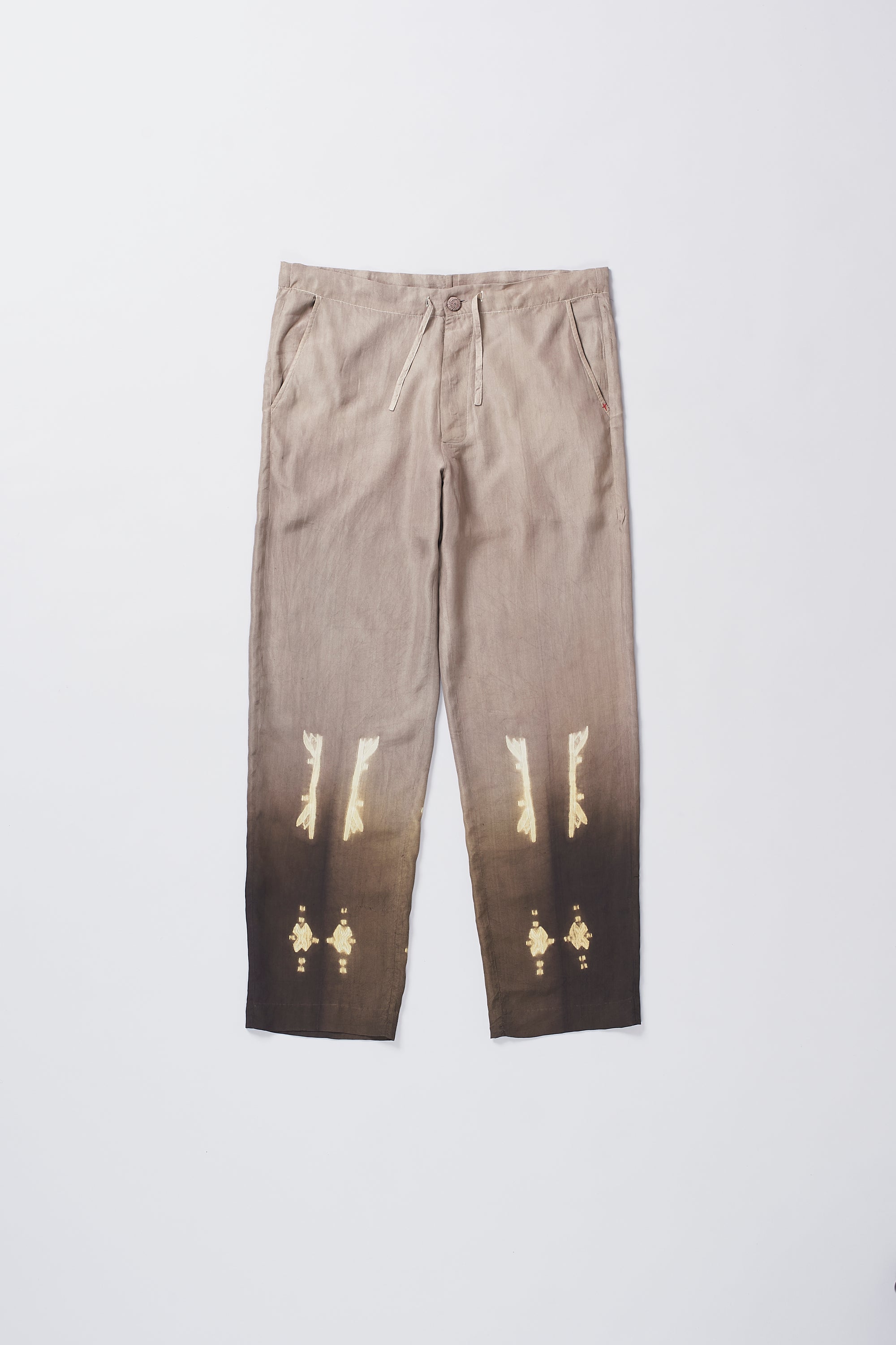 GRADIENT BROWN SILK SHIBORI UNISEX PANTS