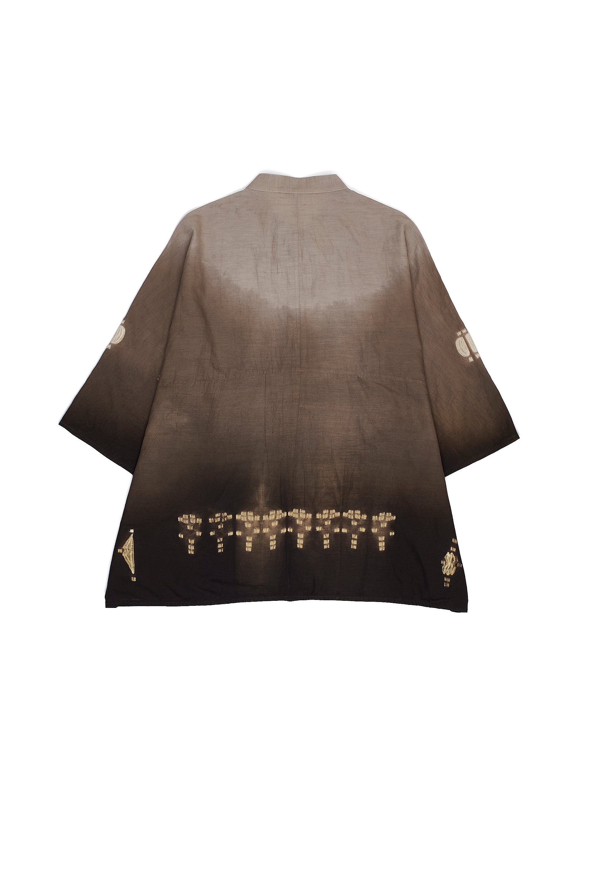 GRADIENT BROWN COTTON SILK BLEND SHIBORI UNISEX SHIRT