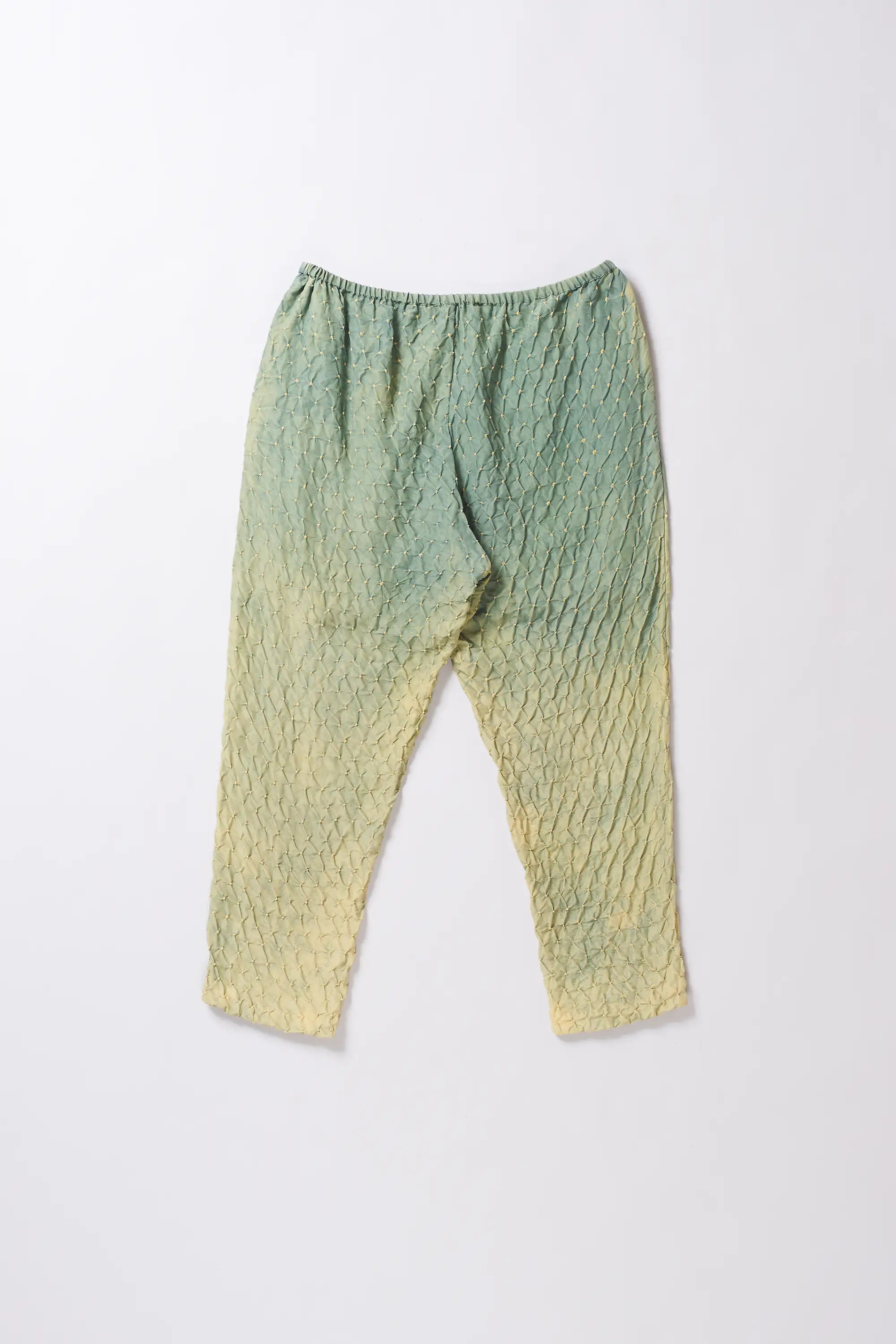 Olive Green Silk Trouser With Bandhani