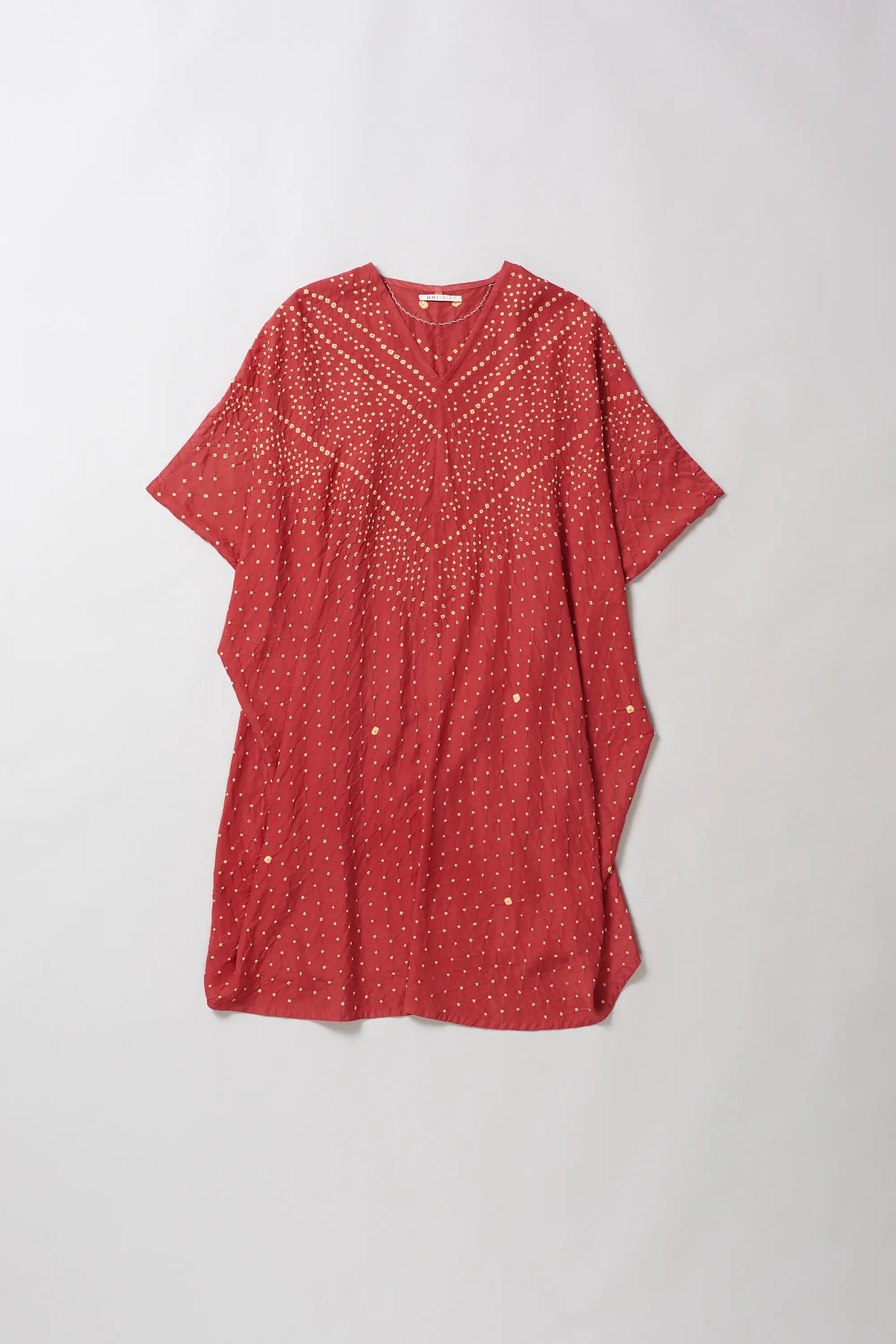 Pink Wood Silk Kaftan Dress