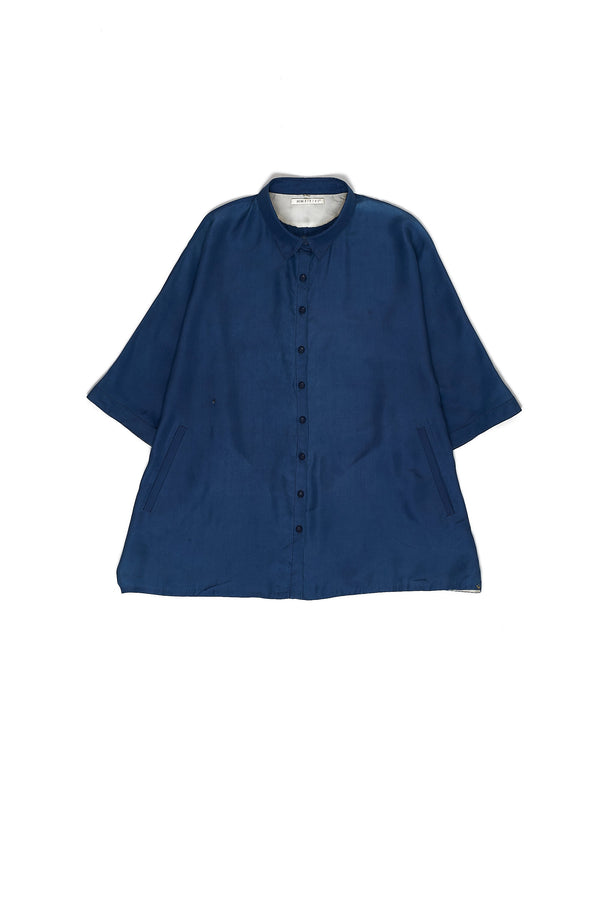 MEDIUM INDIGO SILK MIRROR WORK WOMEN SHIRT