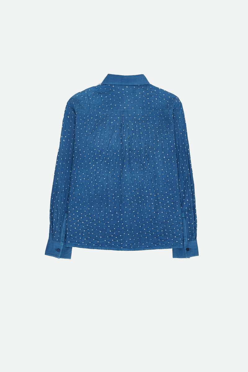 INDIGO ORGANIC COTTON BANDHANI SHIRT