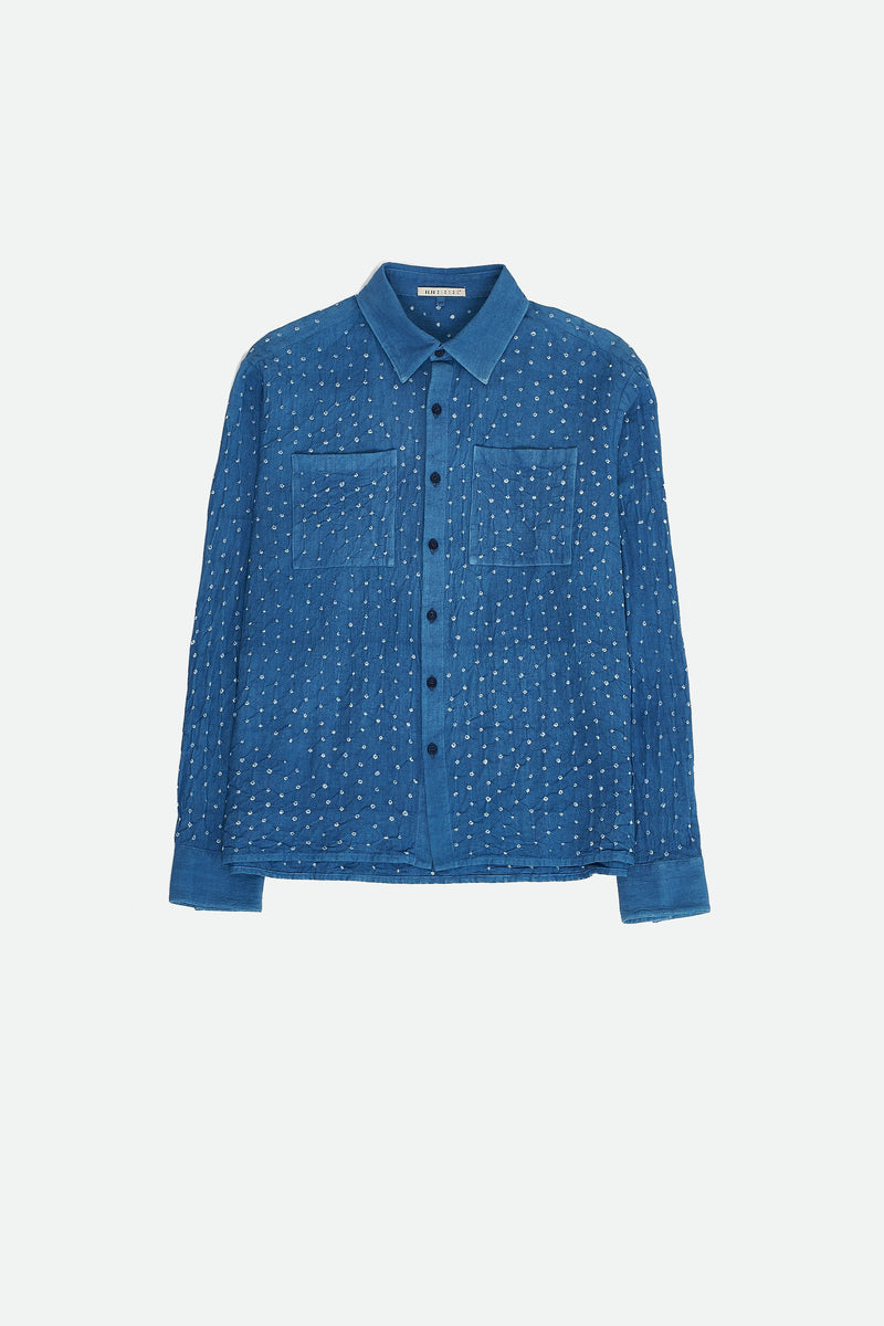 INDIGO ORGANIC COTTON BANDHANI SHIRT