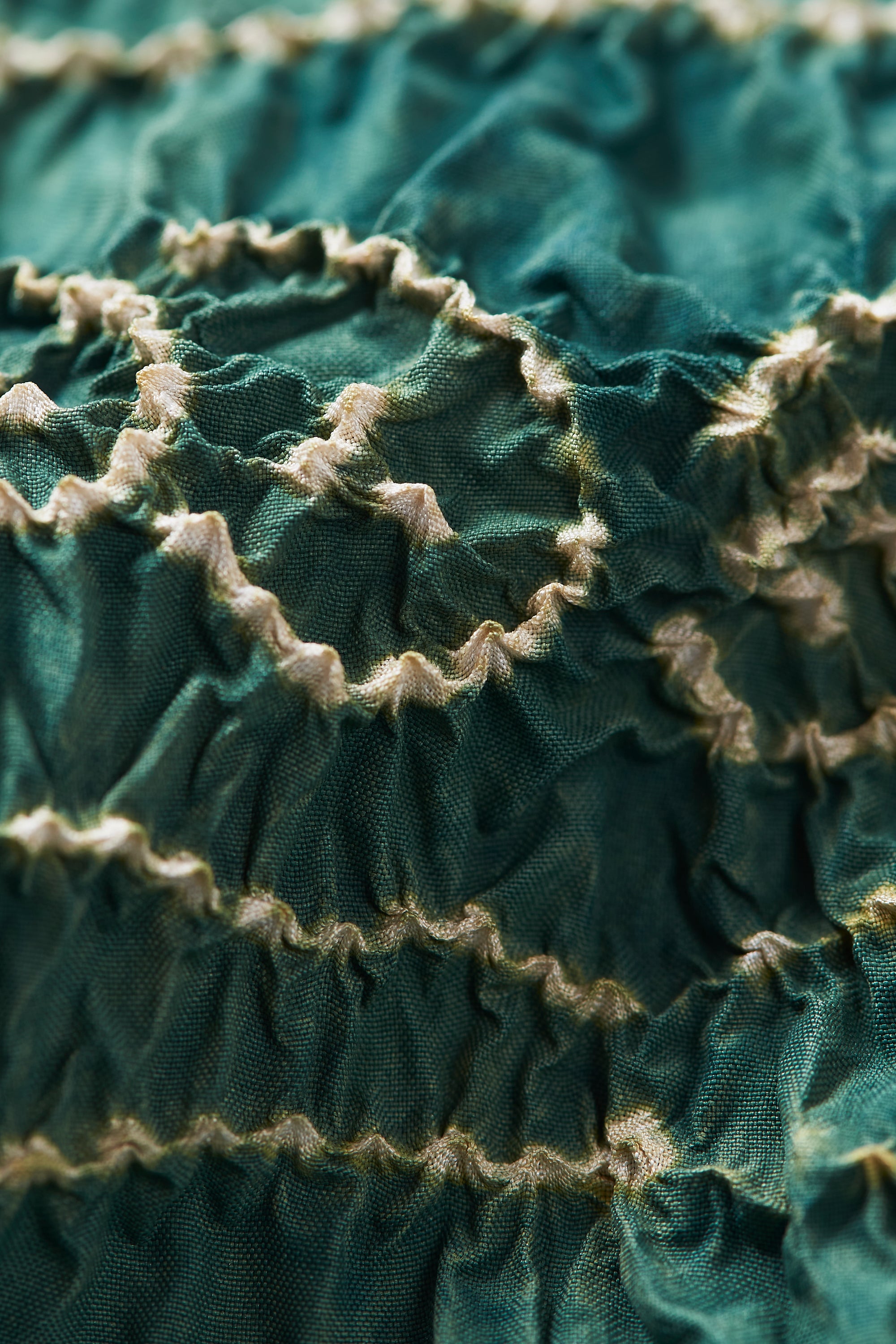 BOTTLE GREEN DIP DYED TEXTURED BANDHANI SILK DRESS