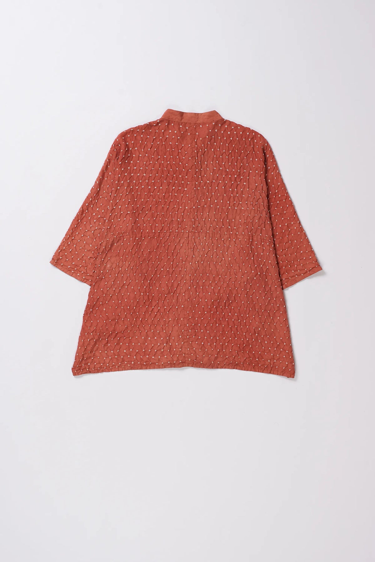 Relaxed Fit Bandhani Shirt Dyed in Rough Pink